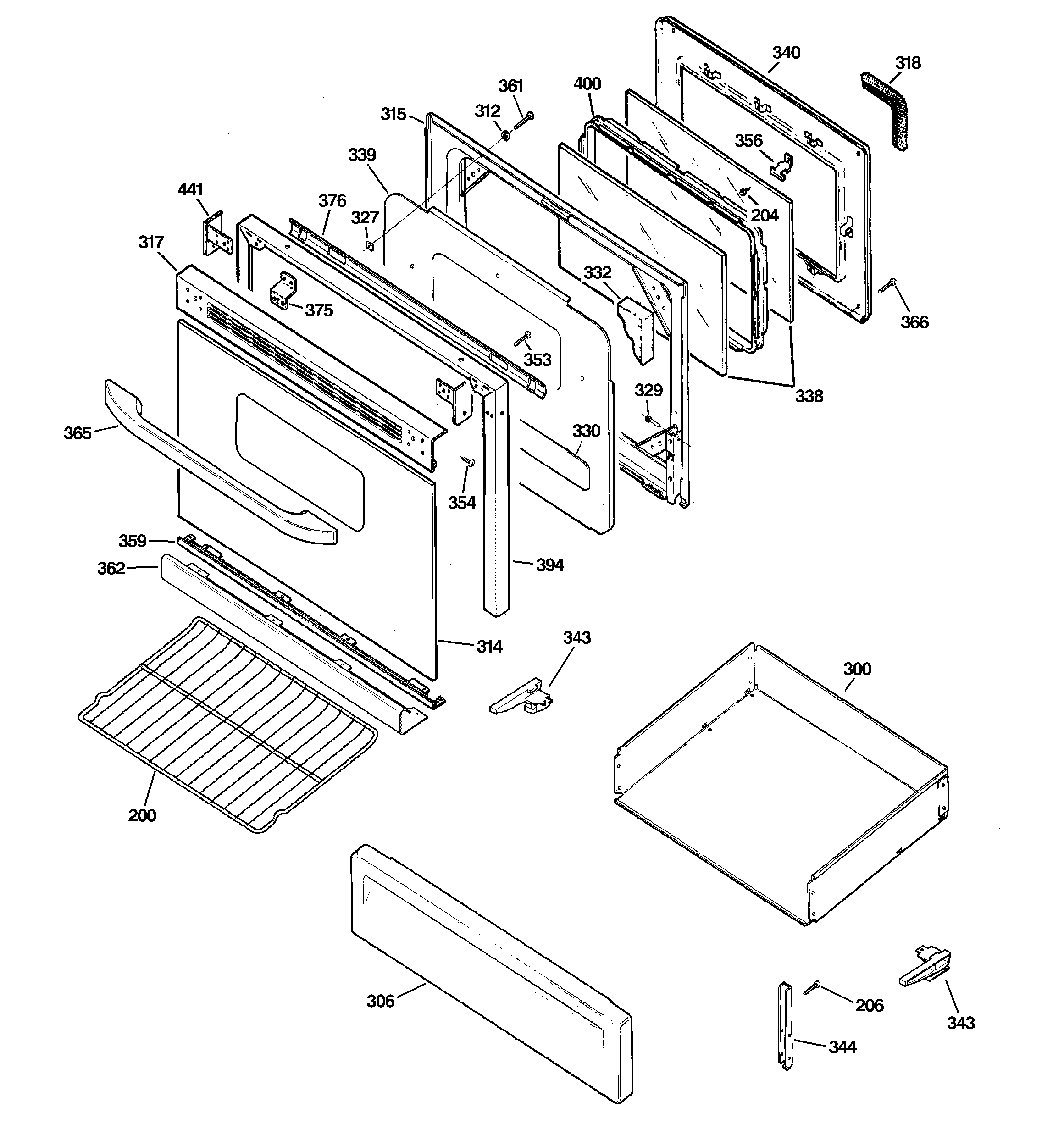 Hotpoint RGB790DER2WW door & drawer parts diagram