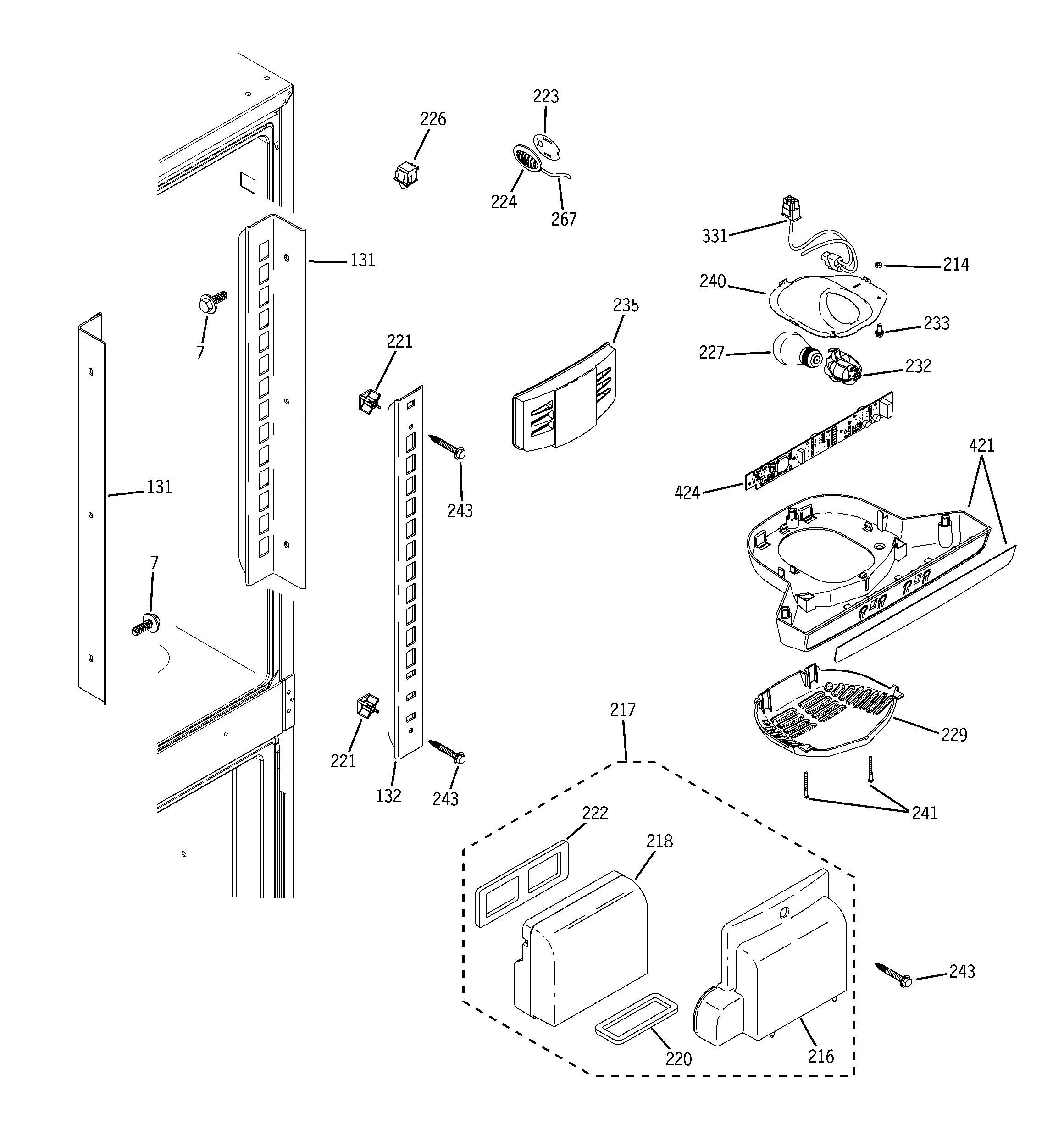 GE GDSC3KCYCWW fresh food section diagram