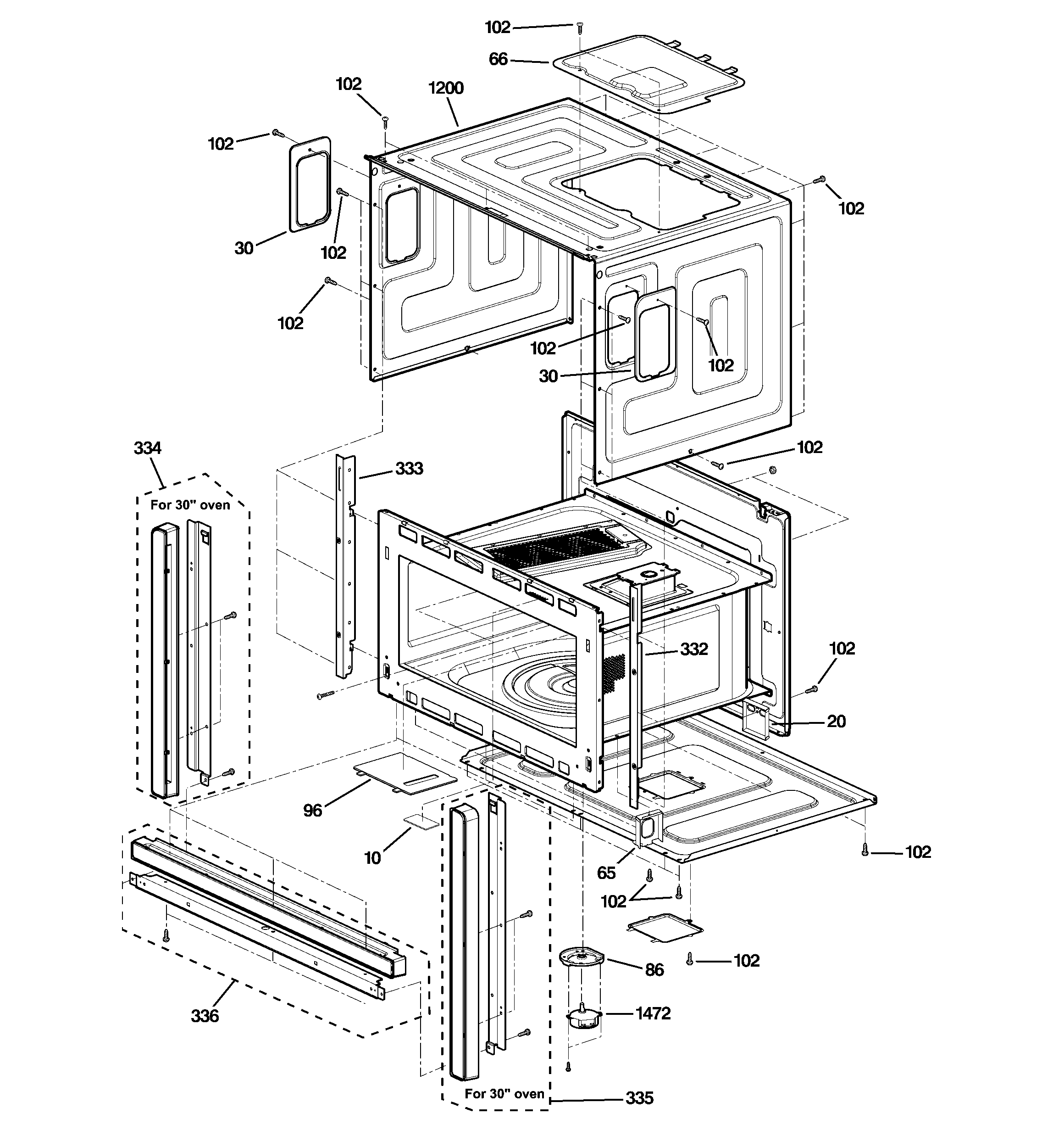 GE SCB1001KSS02 oven cavity parts diagram