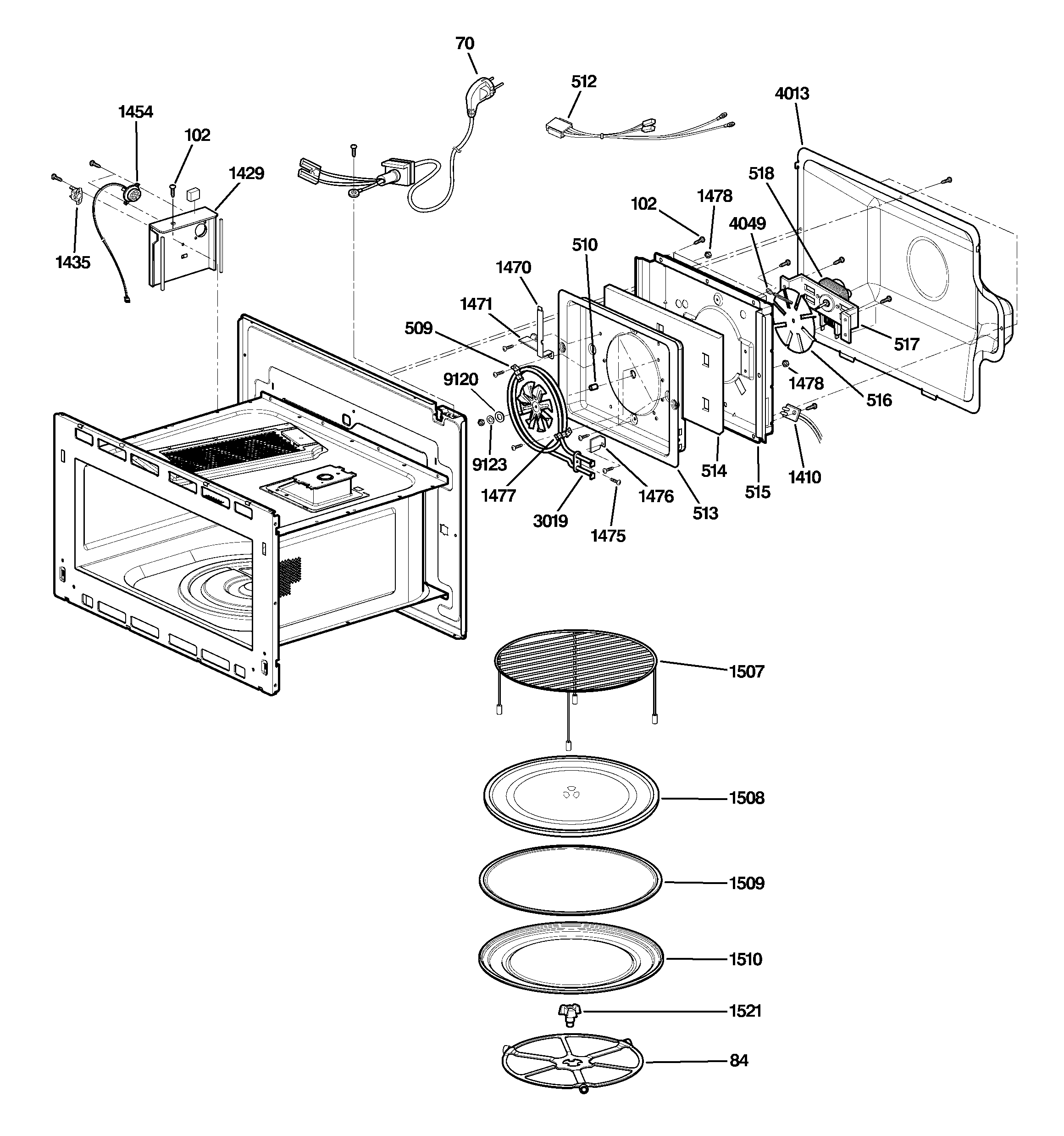 GE SCB1001KSS02 interior parts (1) diagram