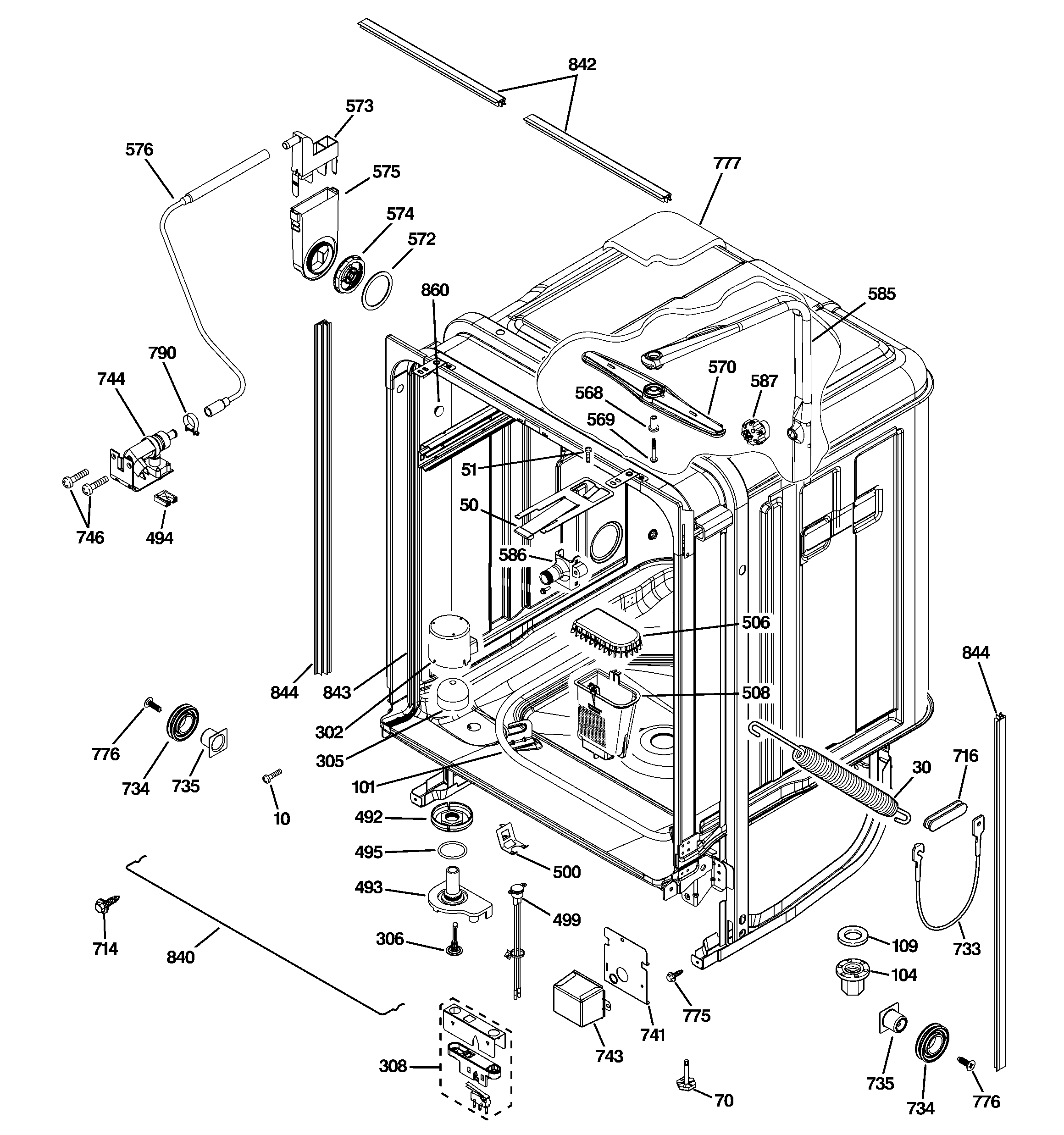 GE PDWT300R10WW body parts diagram