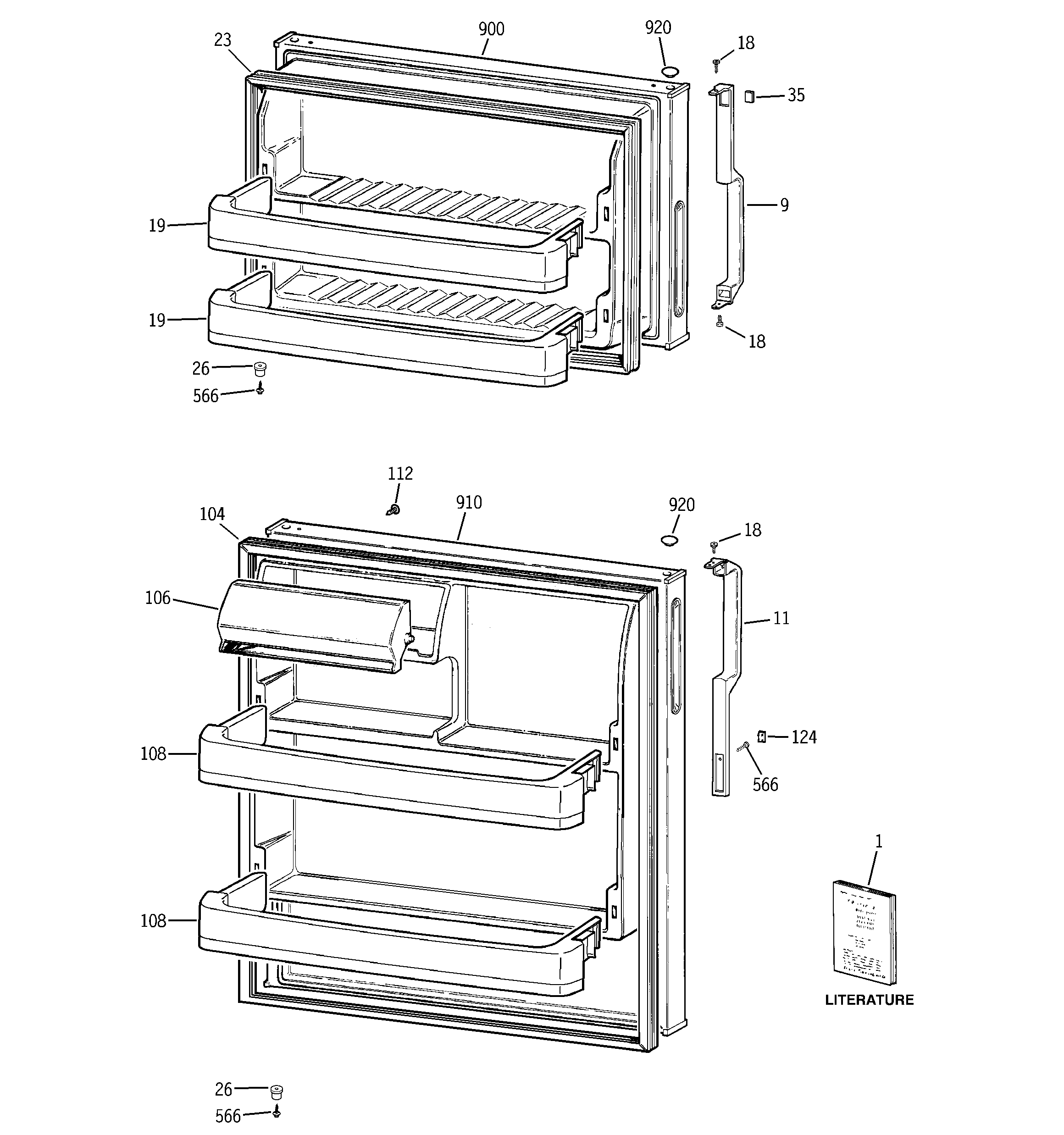 GE GTH17DBB4RWW doors diagram
