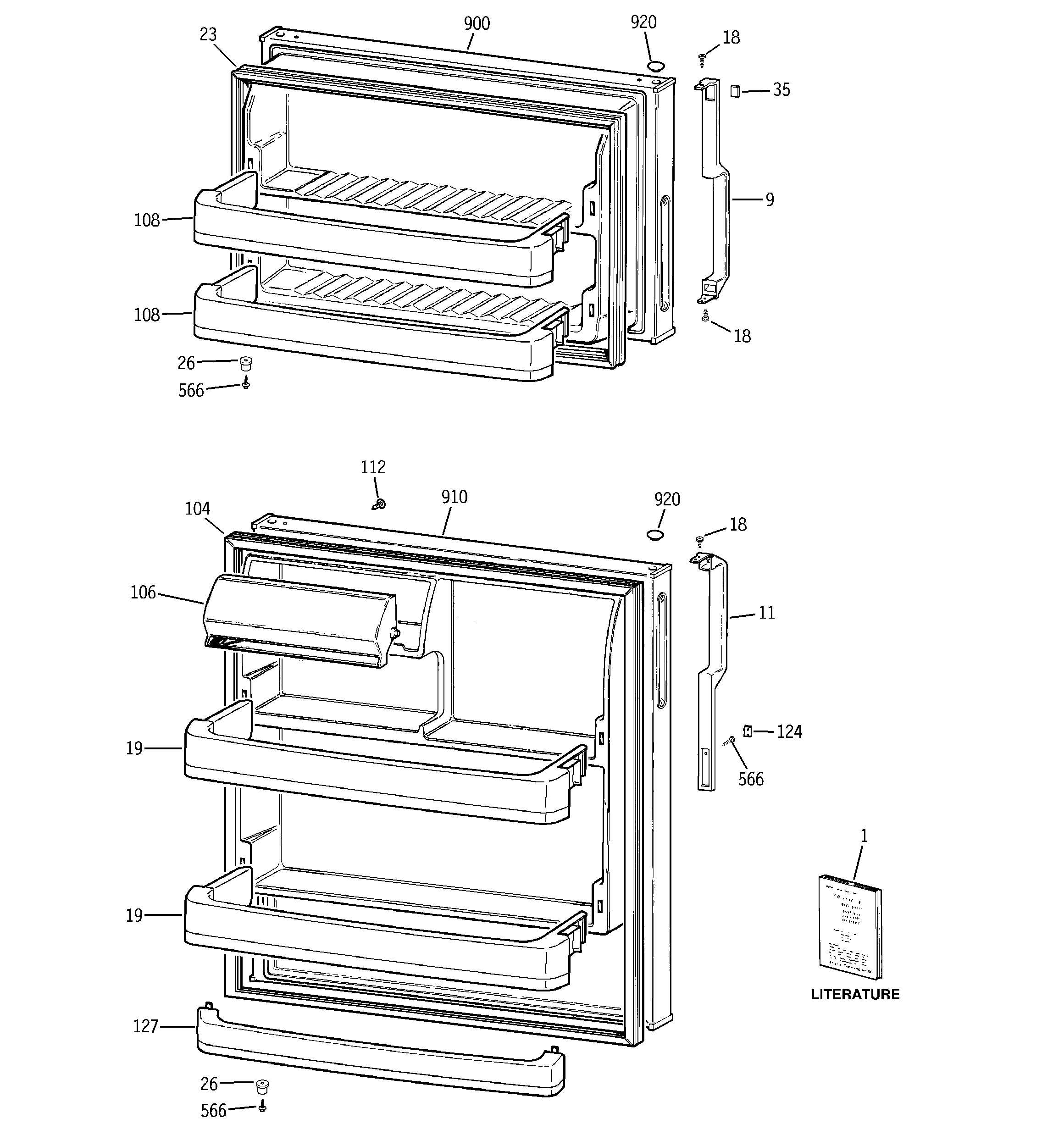 GE GTH18ECB4RBB doors diagram