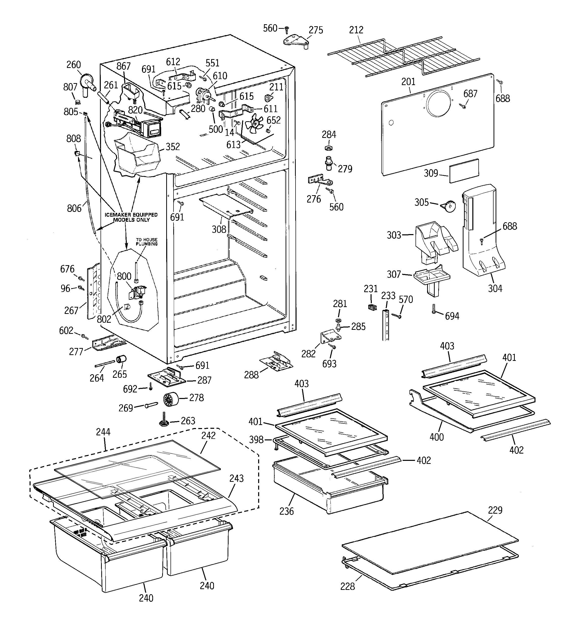 GE GTH18HCB4RBB cabinet diagram