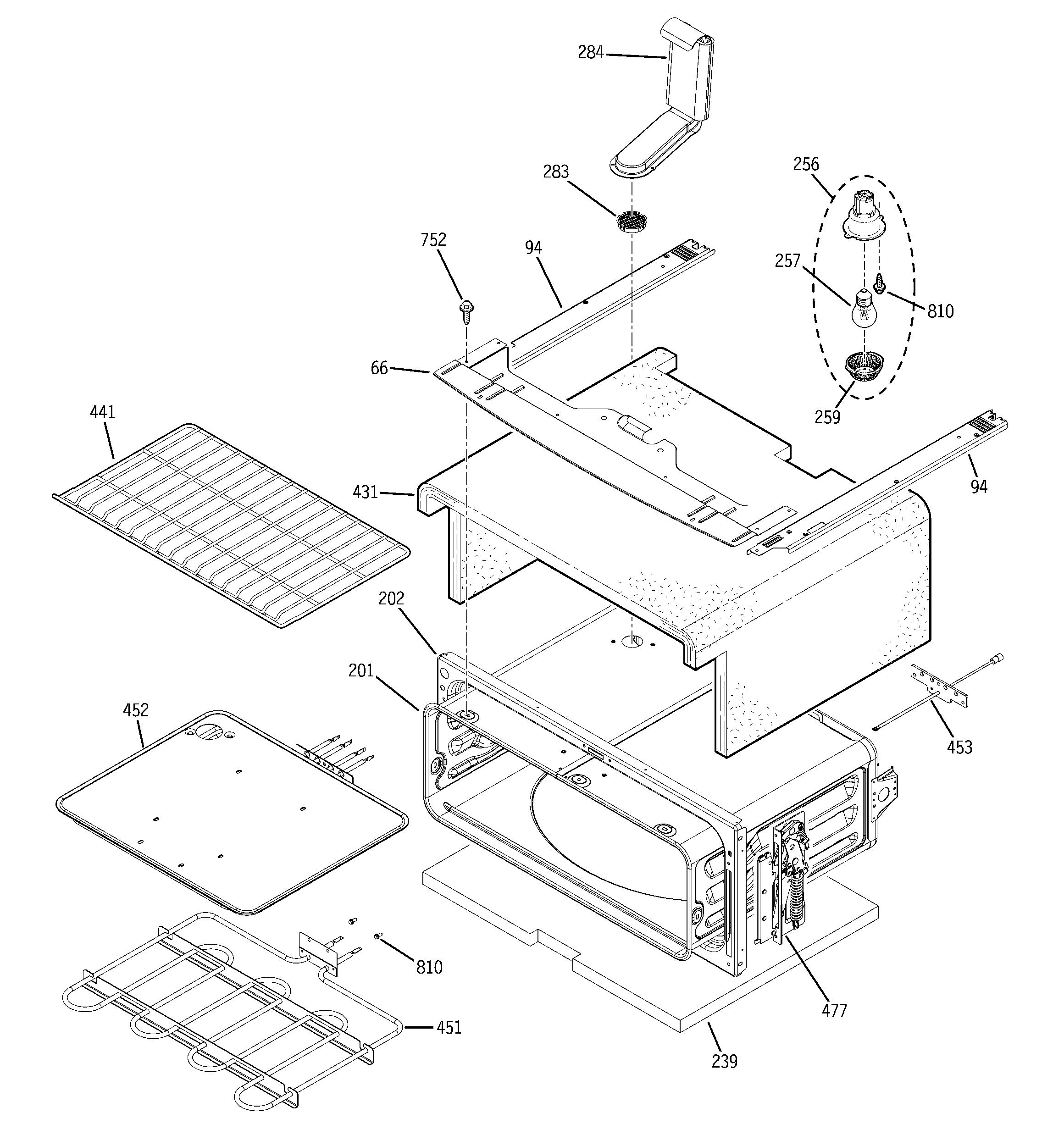 GE JCB850DT1WW upper oven diagram