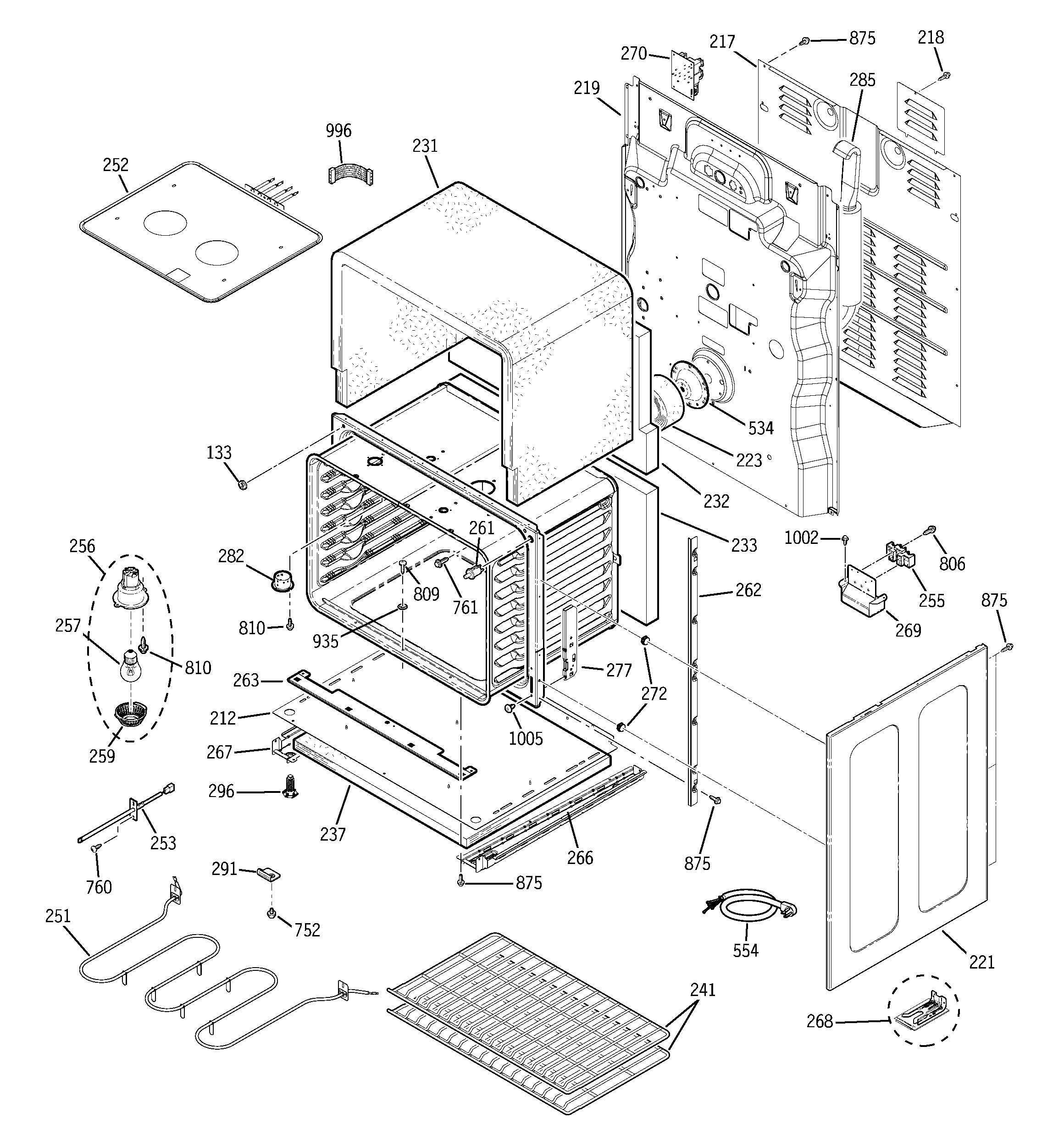 GE JCB850DT1WW lower oven diagram