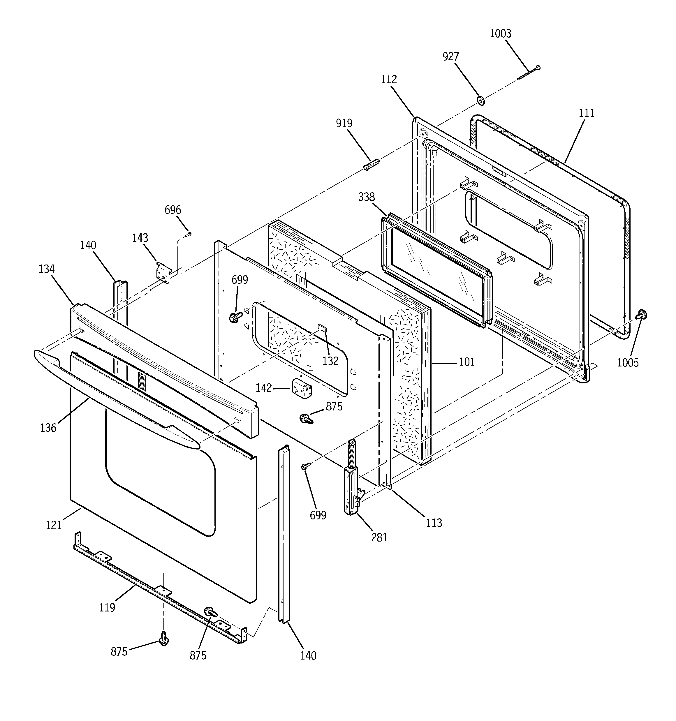 GE JBP23SP2SS door diagram