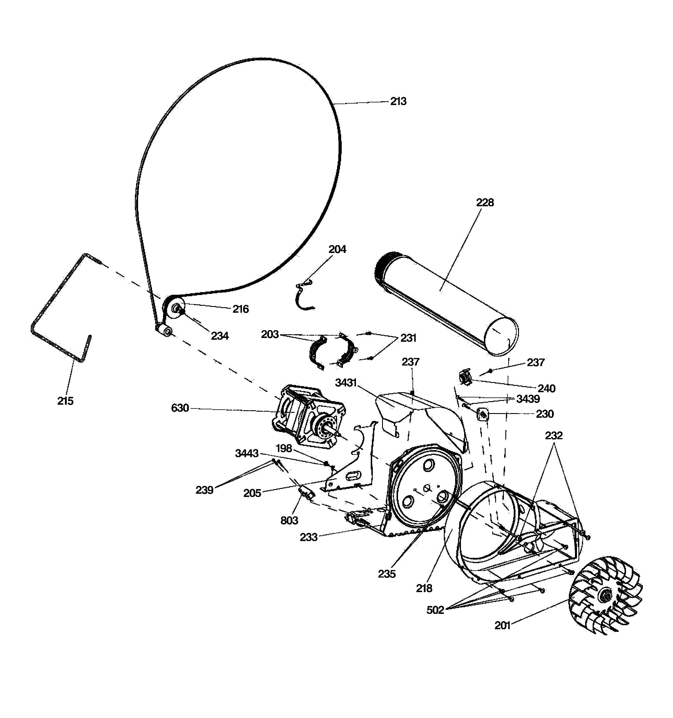 GE GFDS355GL0BB blower & motor diagram