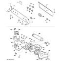 GE GTDL310EM0WS backsplash, blower & motor assembly diagram
