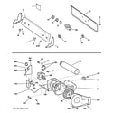 GE GTDX300EM0WS backsplash, blower & motor assembly diagram