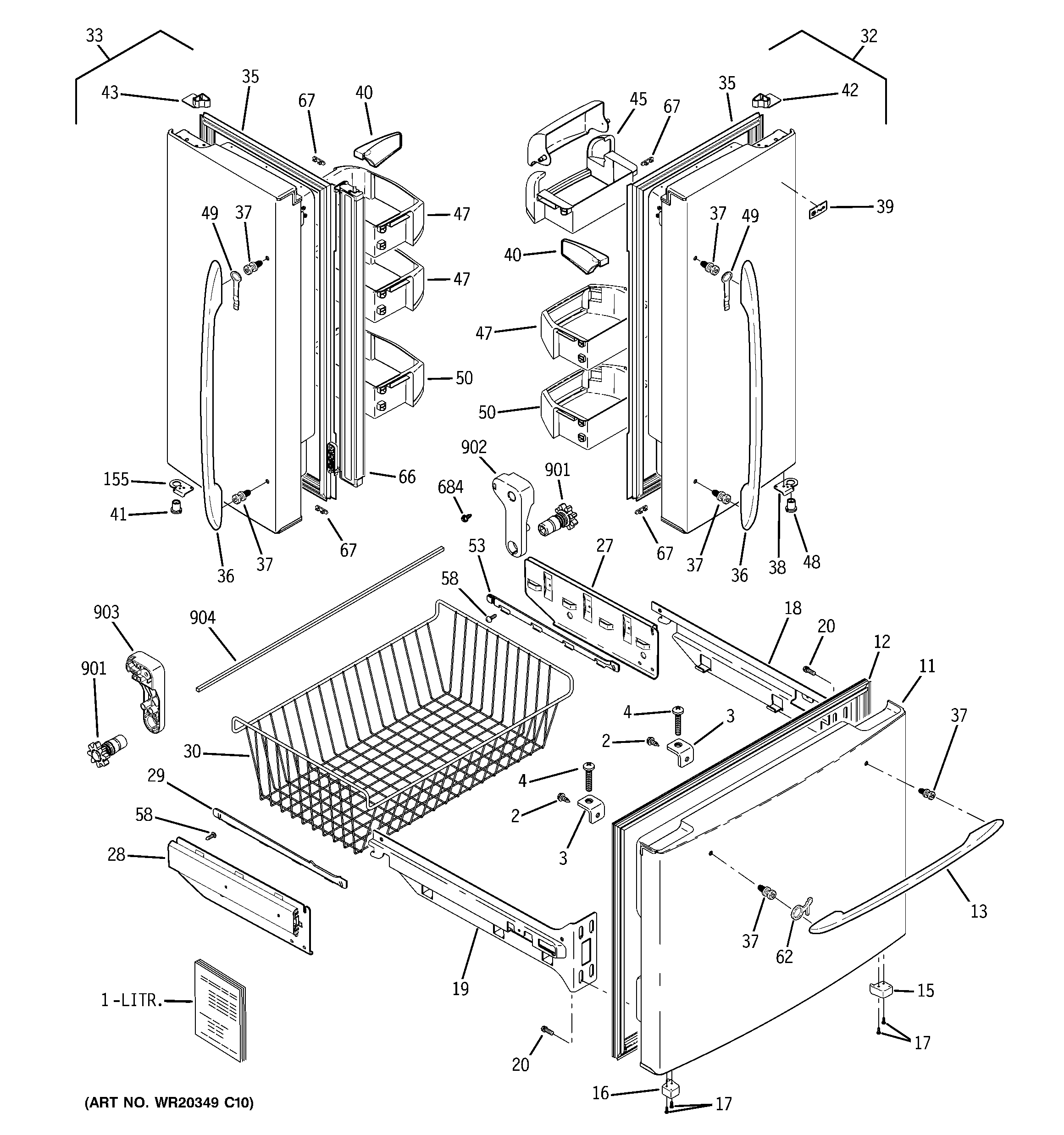 GE PFSF0MFZFWW doors diagram