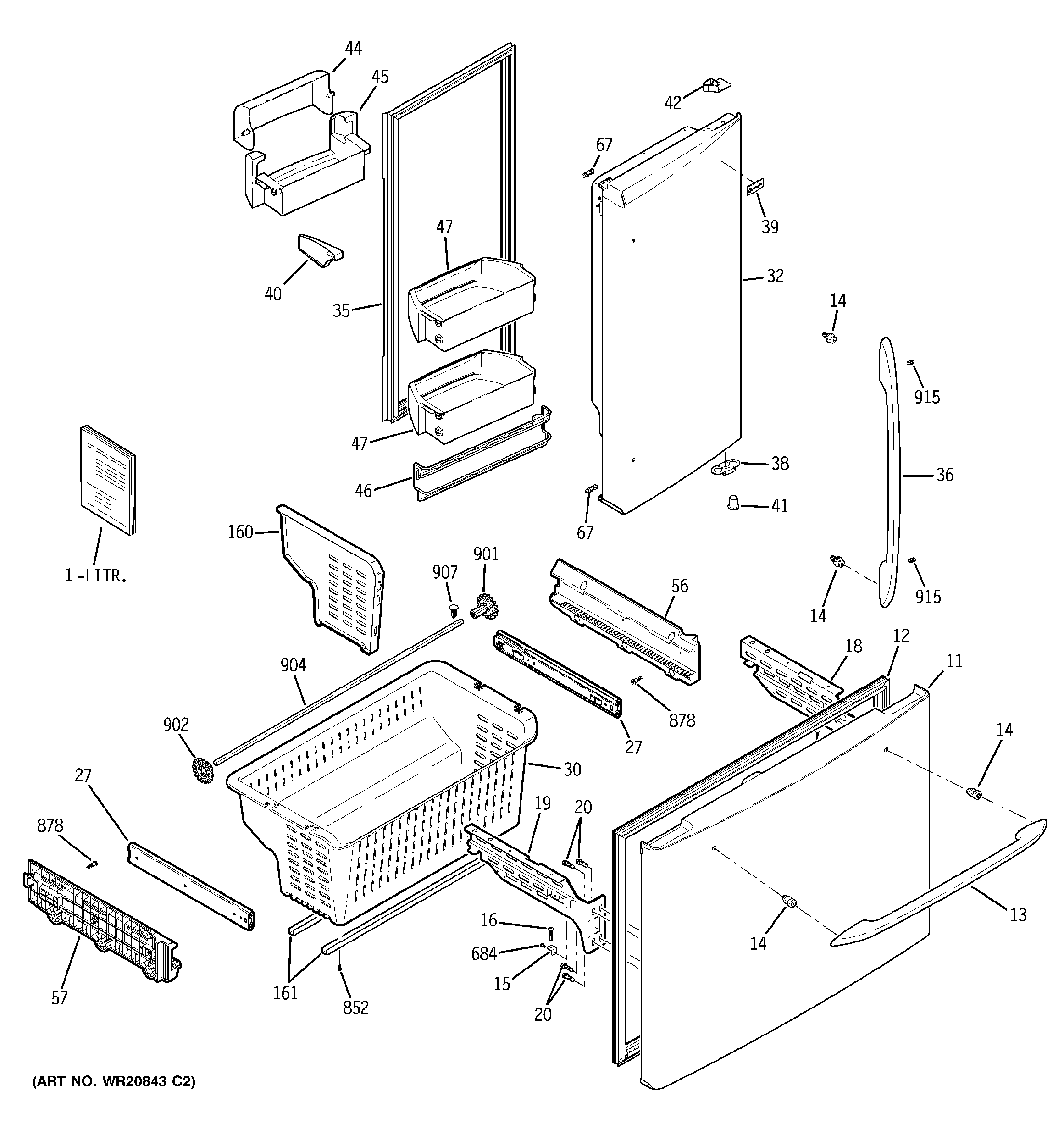 GE PFCS1RKZASS doors & bins diagram
