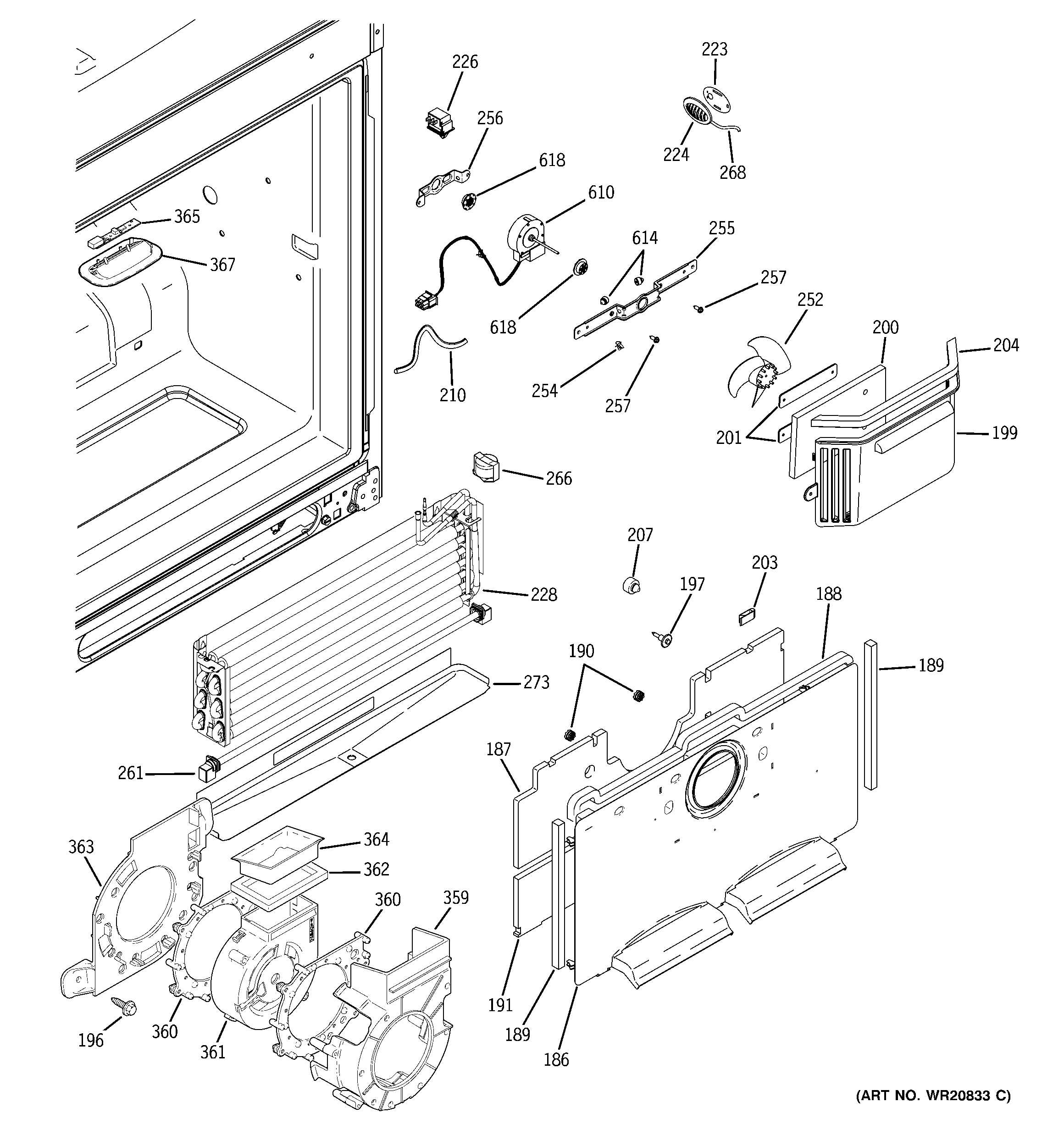 GE PFCS1RKZASS freezer section diagram
