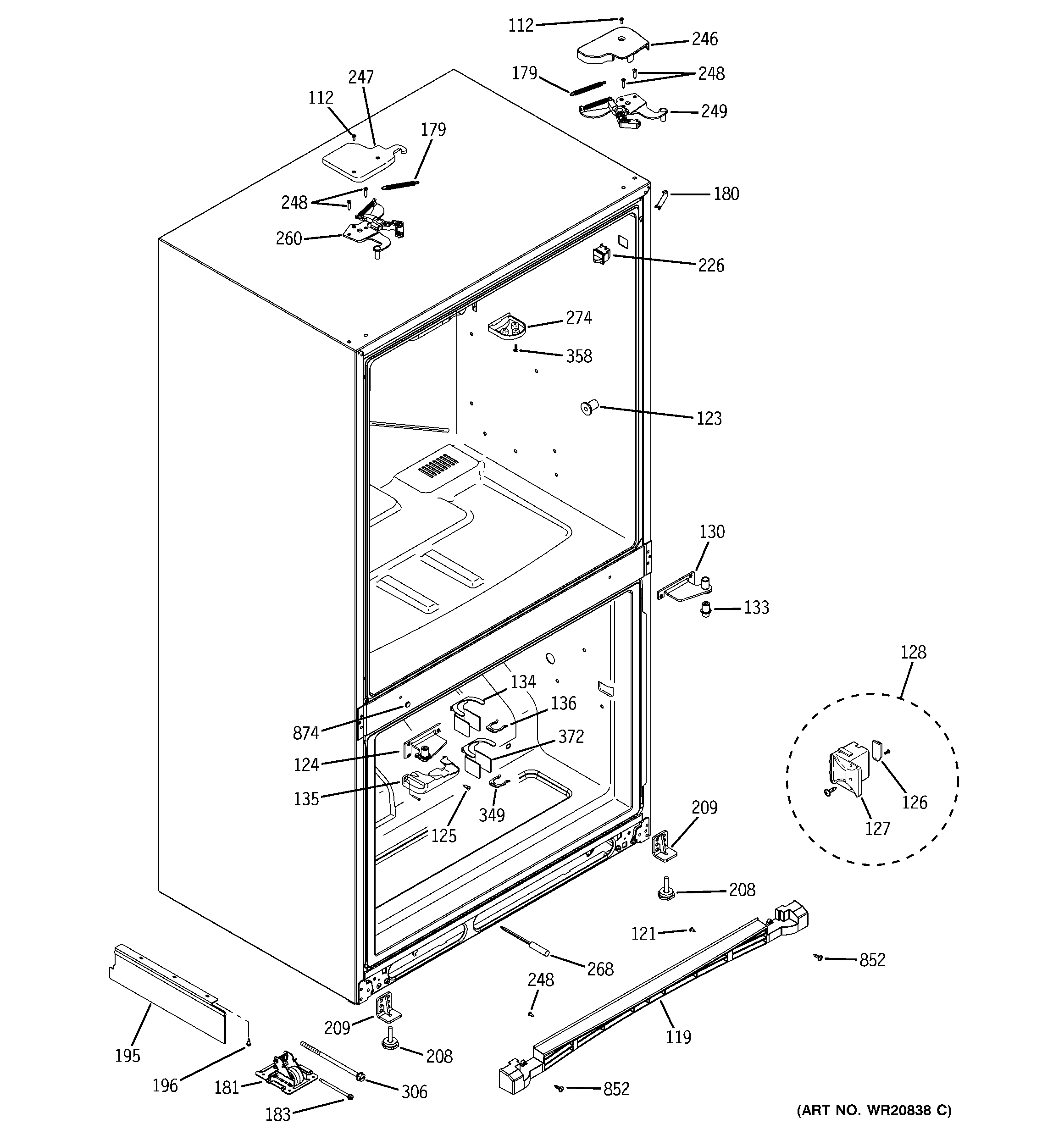 GE PFCS1RKZASS case parts diagram