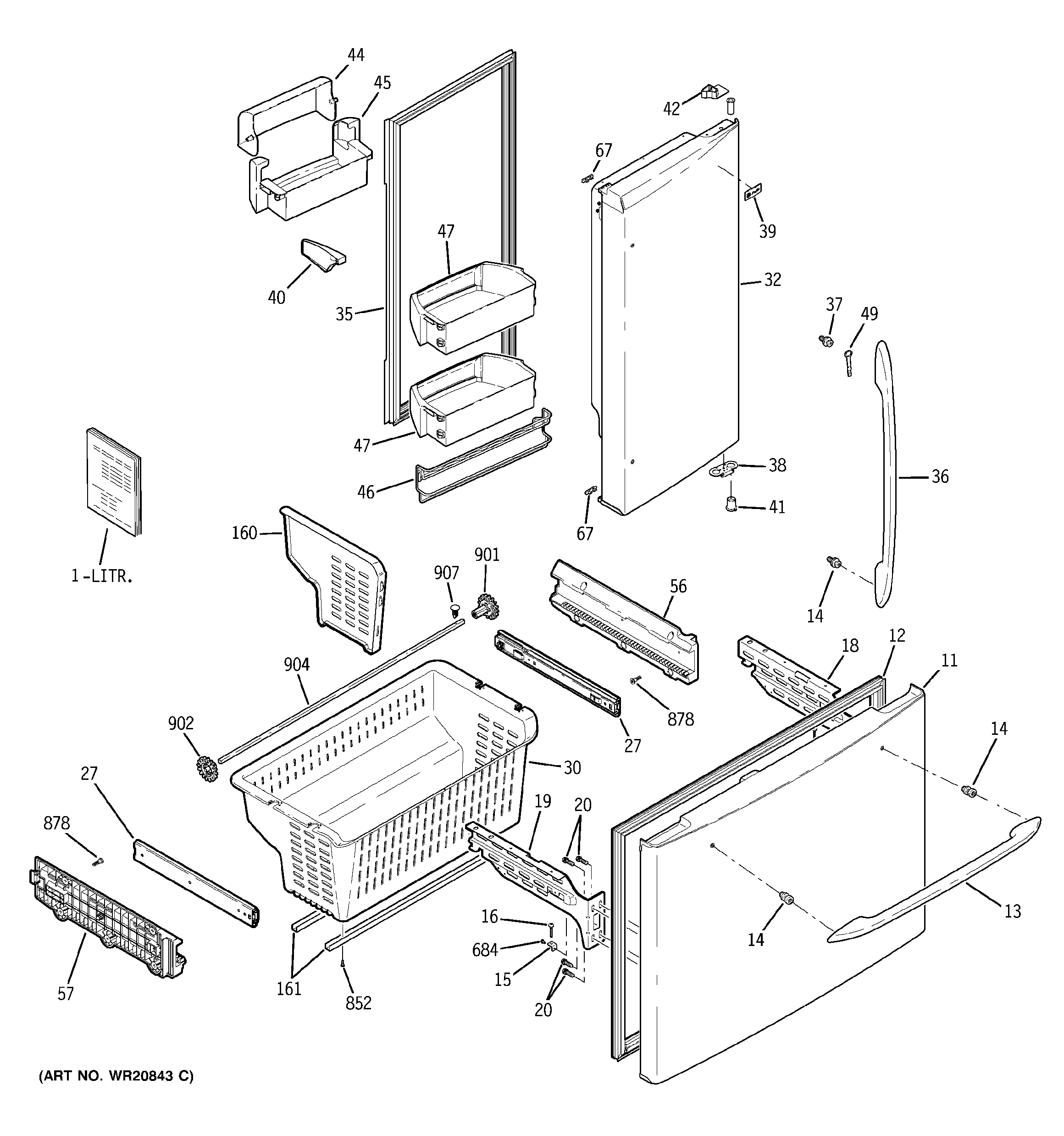 GE PFSF5RKZABB doors & bins diagram