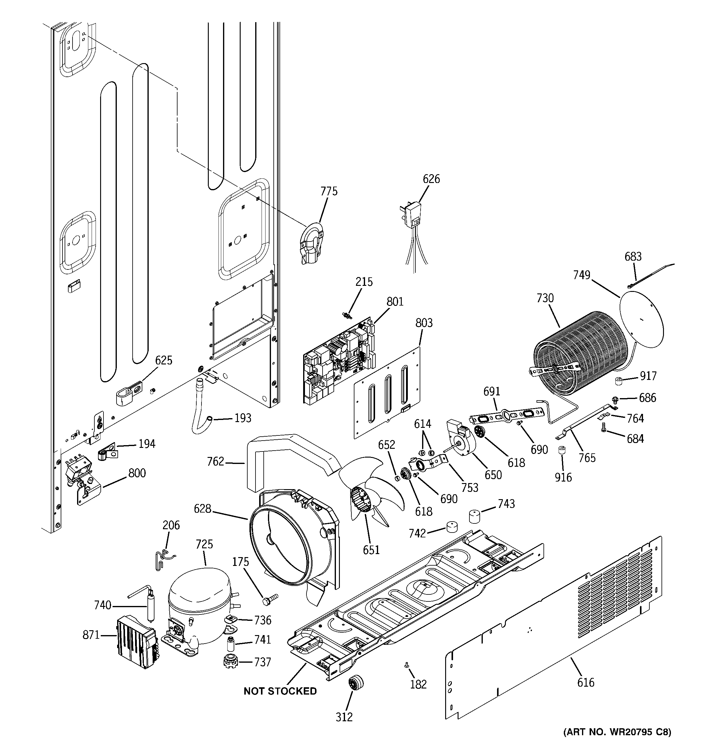GE PFSS5RKZCSS machine compartment diagram