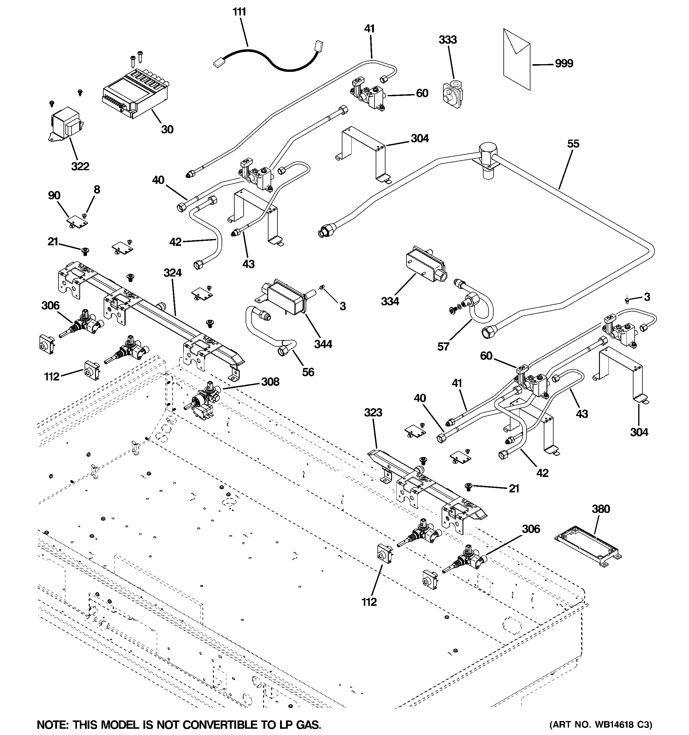 GE ZGU484NGP6SS gas & burner parts diagram