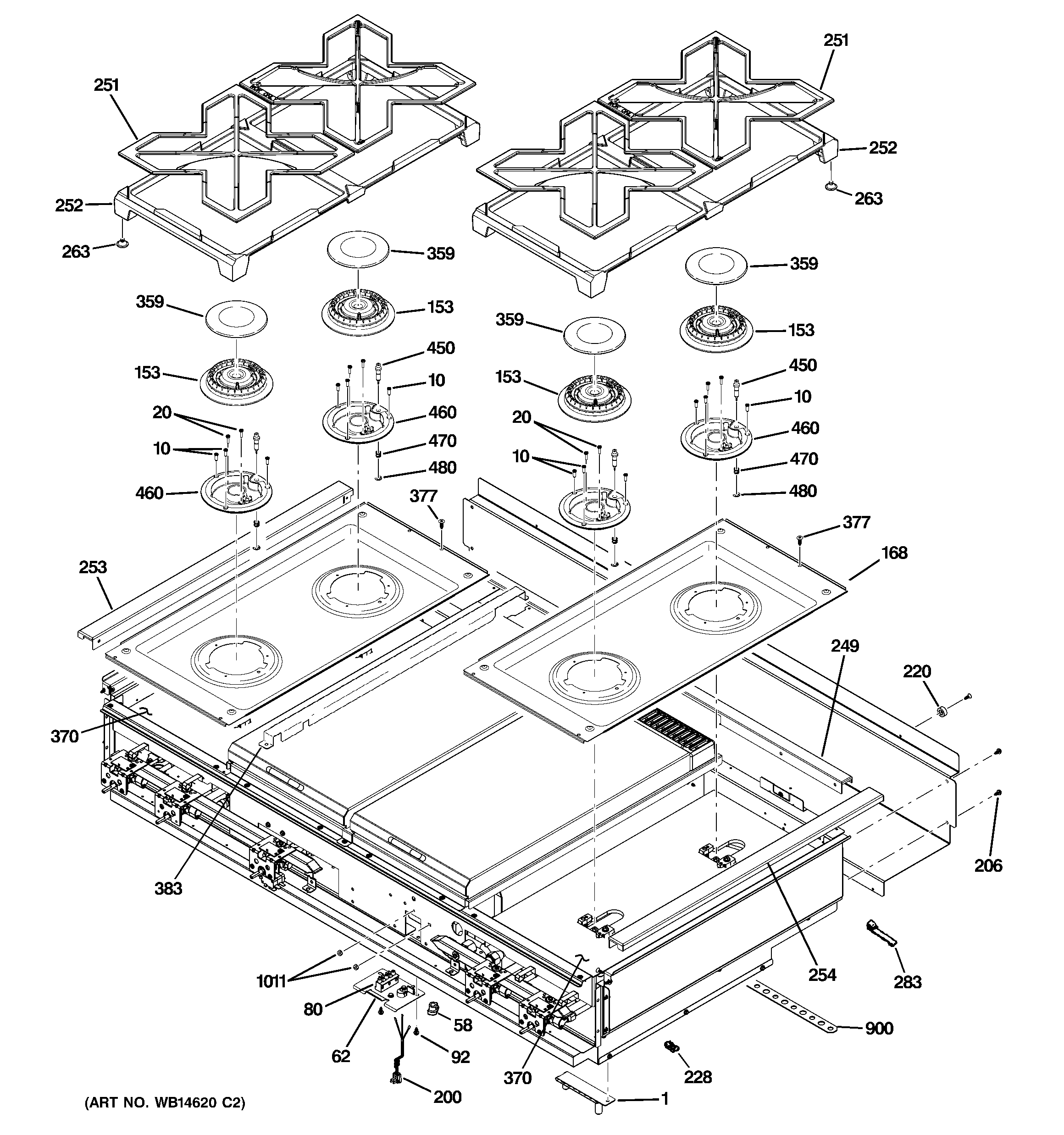 GE ZGU484NGP6SS cooktop diagram