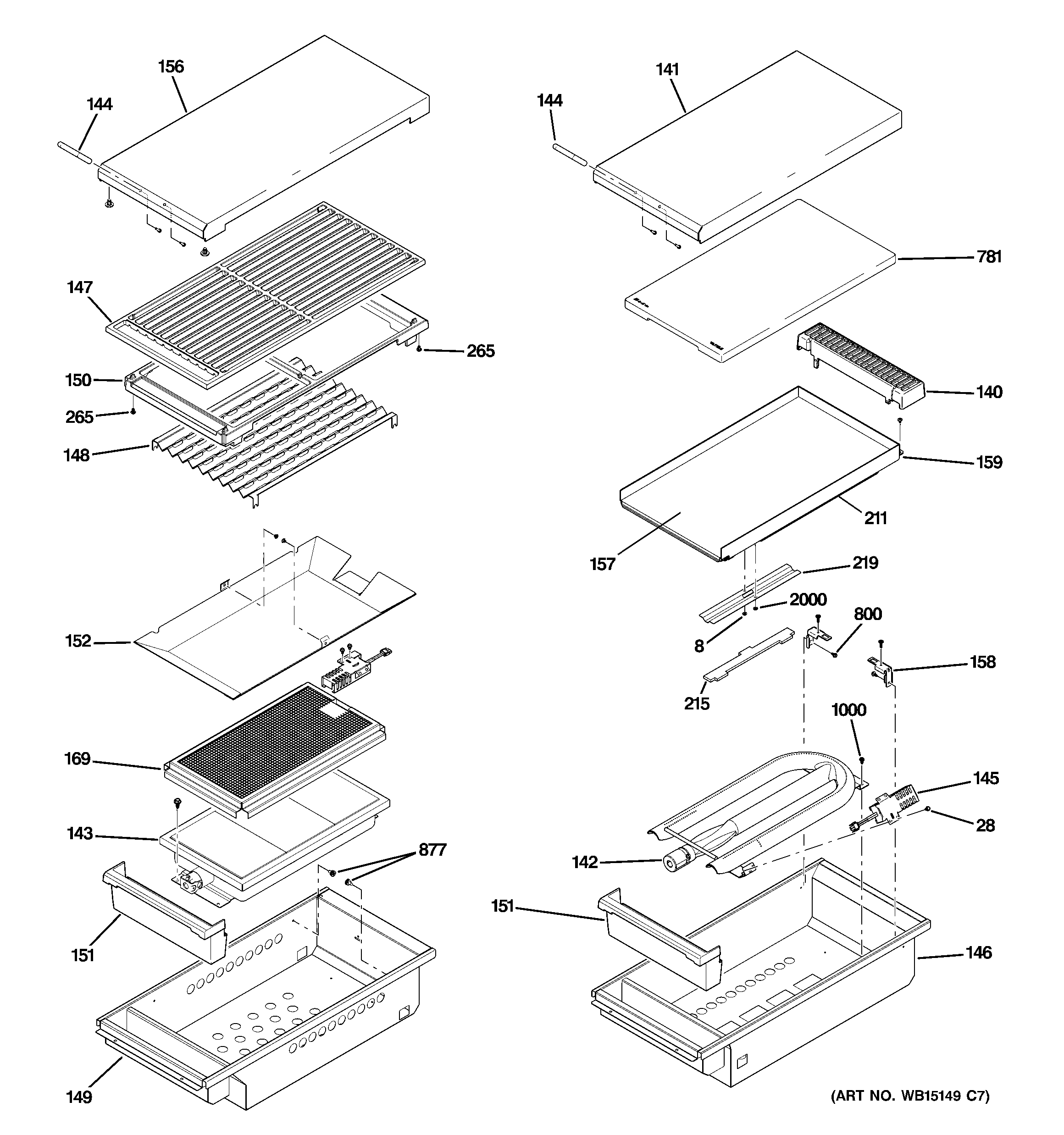 GE ZGU484NGP6SS grill & griddle assembly diagram