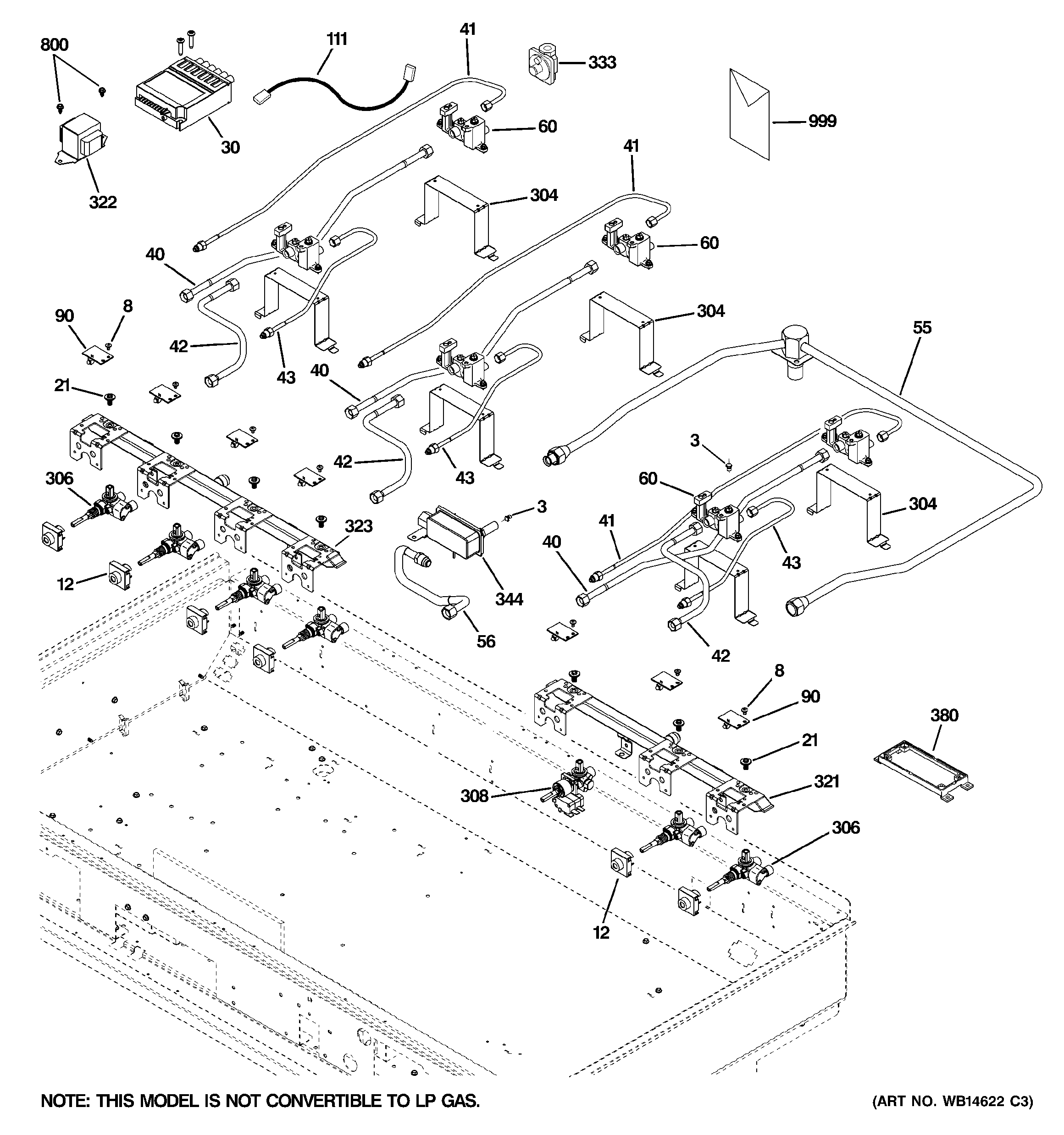 GE ZGU486NRP5SS gas & burner parts diagram