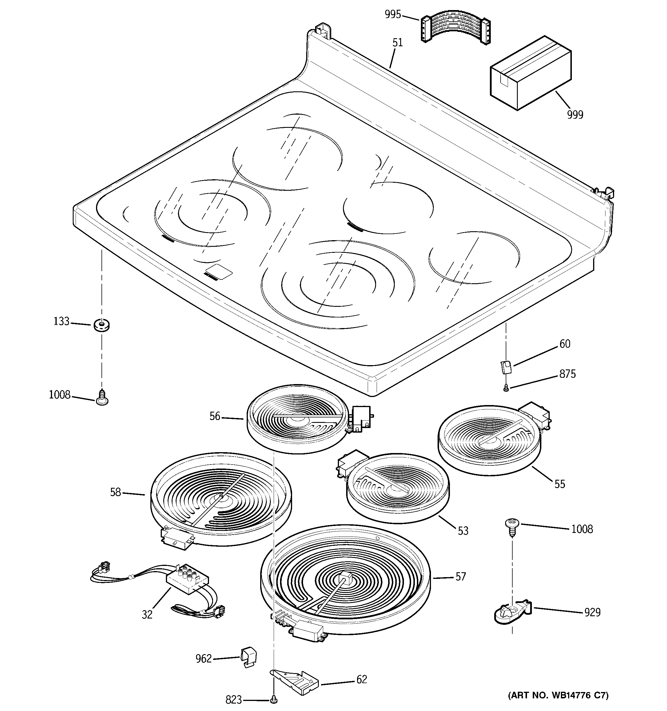 GE PB920DT1BB cooktop diagram