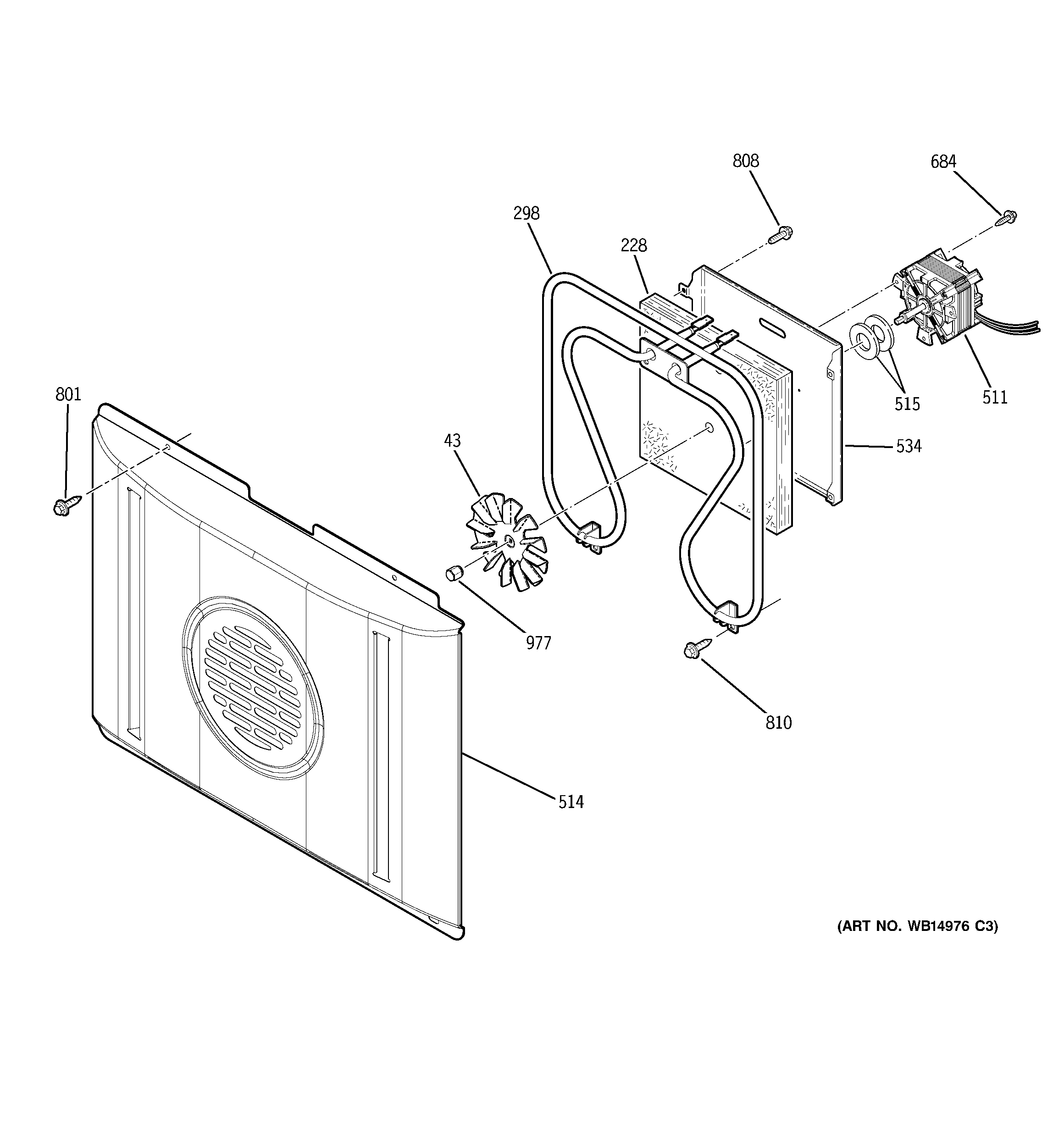 GE PB920DT1BB convection fan diagram
