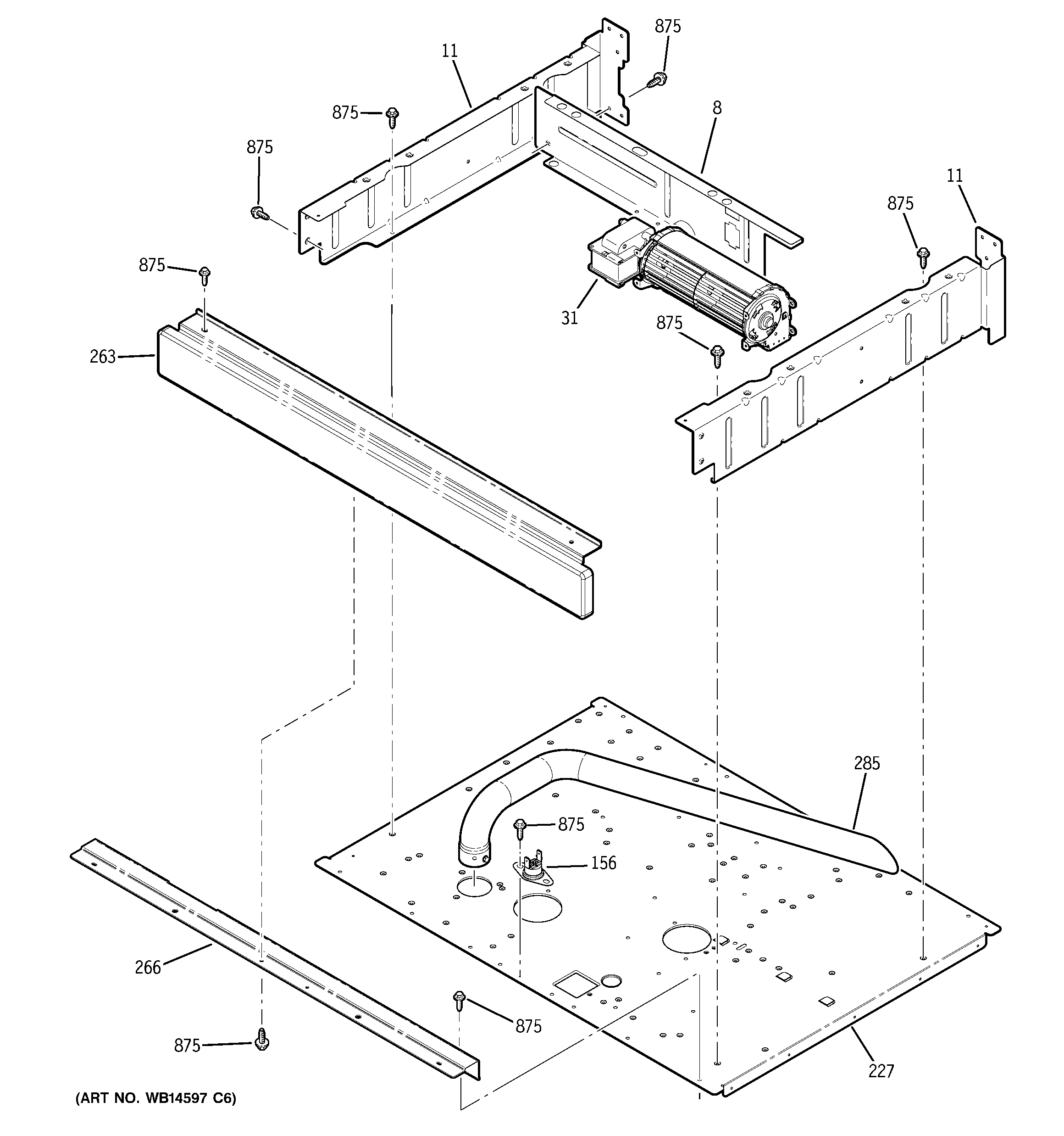 GE PT958DR1BB center spacer diagram