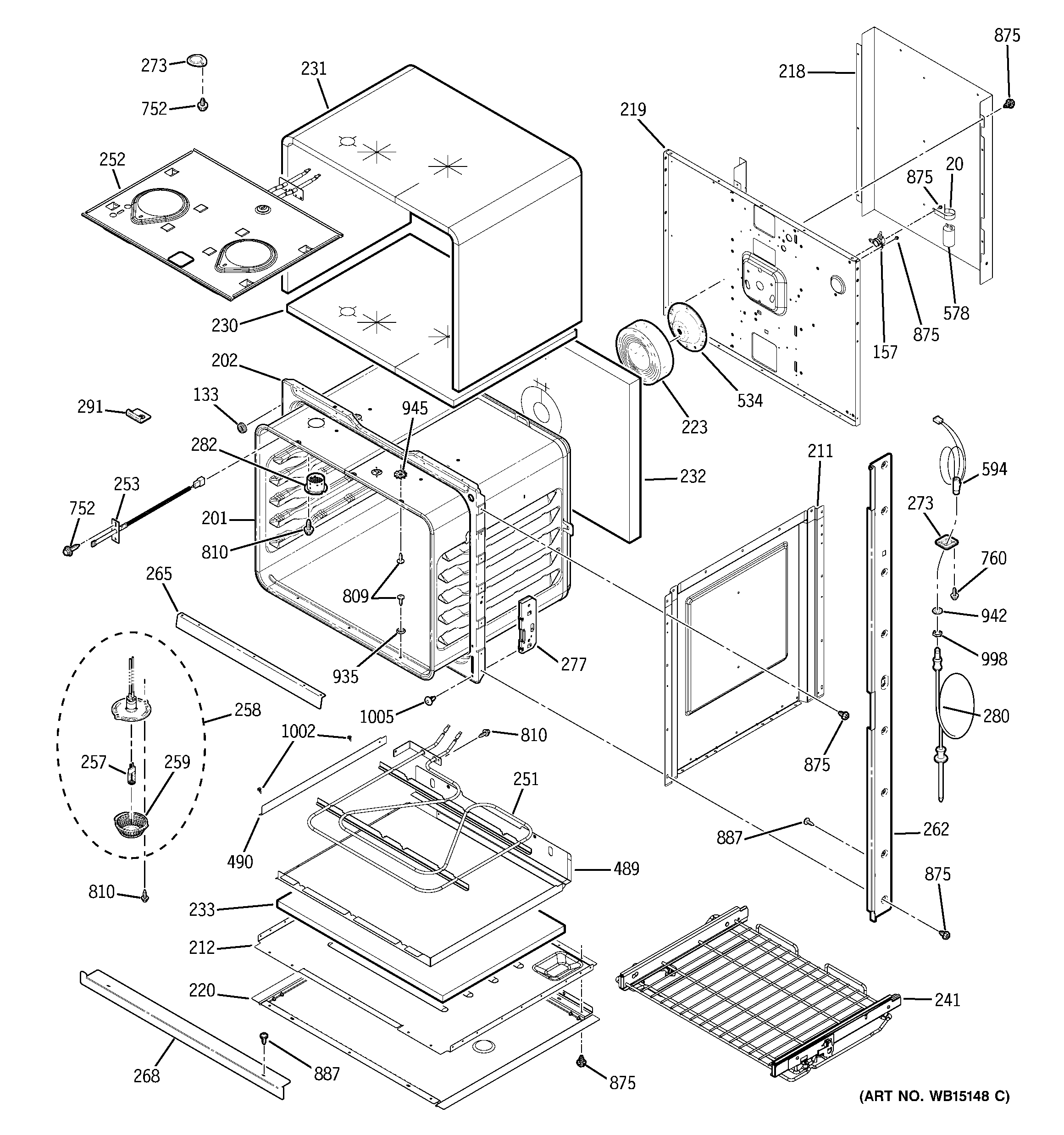 GE PT958SR1SS lower oven diagram
