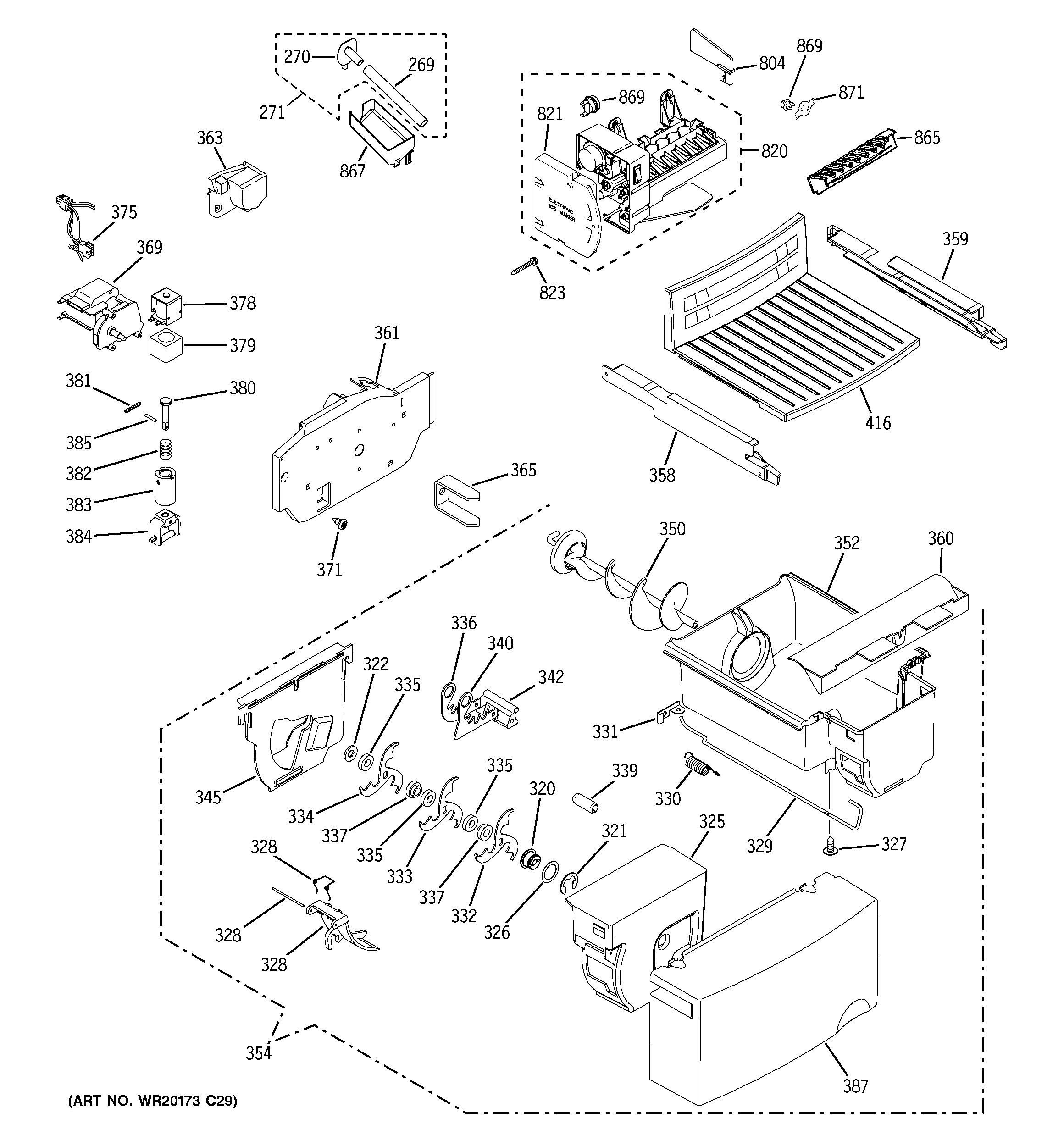 GE GSL22JGCCLS ice maker & dispenser diagram