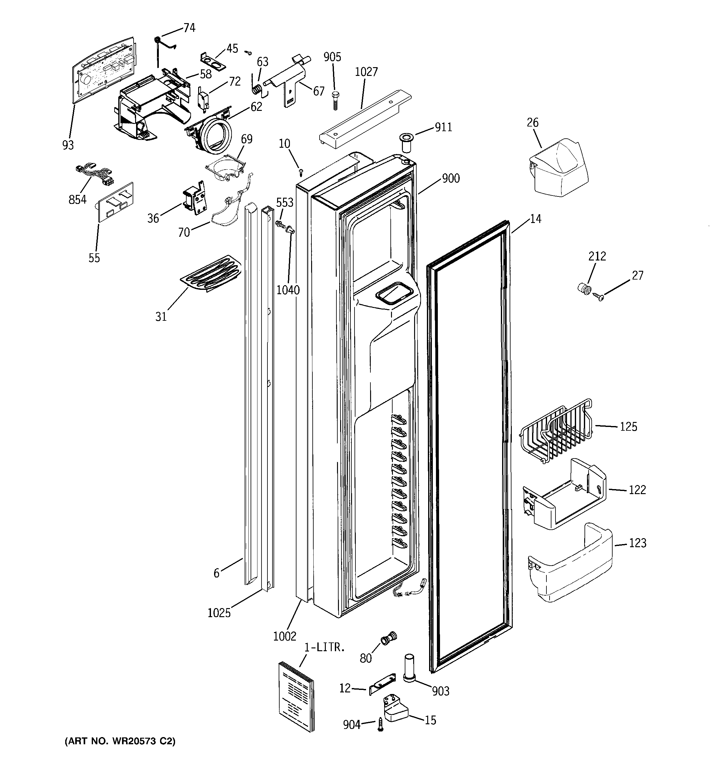 GE PJE25YGXAFSV freezer door diagram