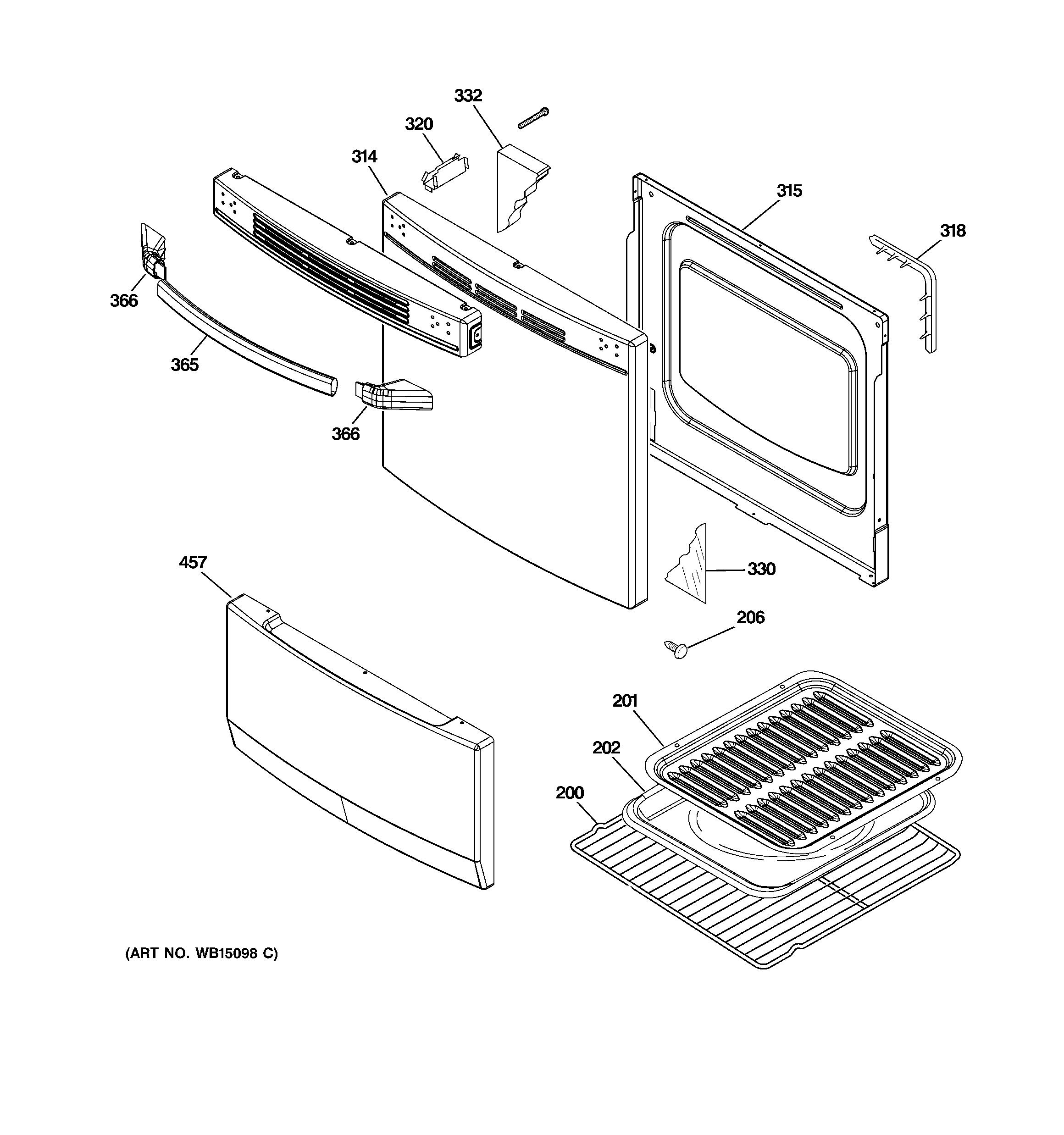 Hotpoint RA720K3CT door & drawer parts diagram