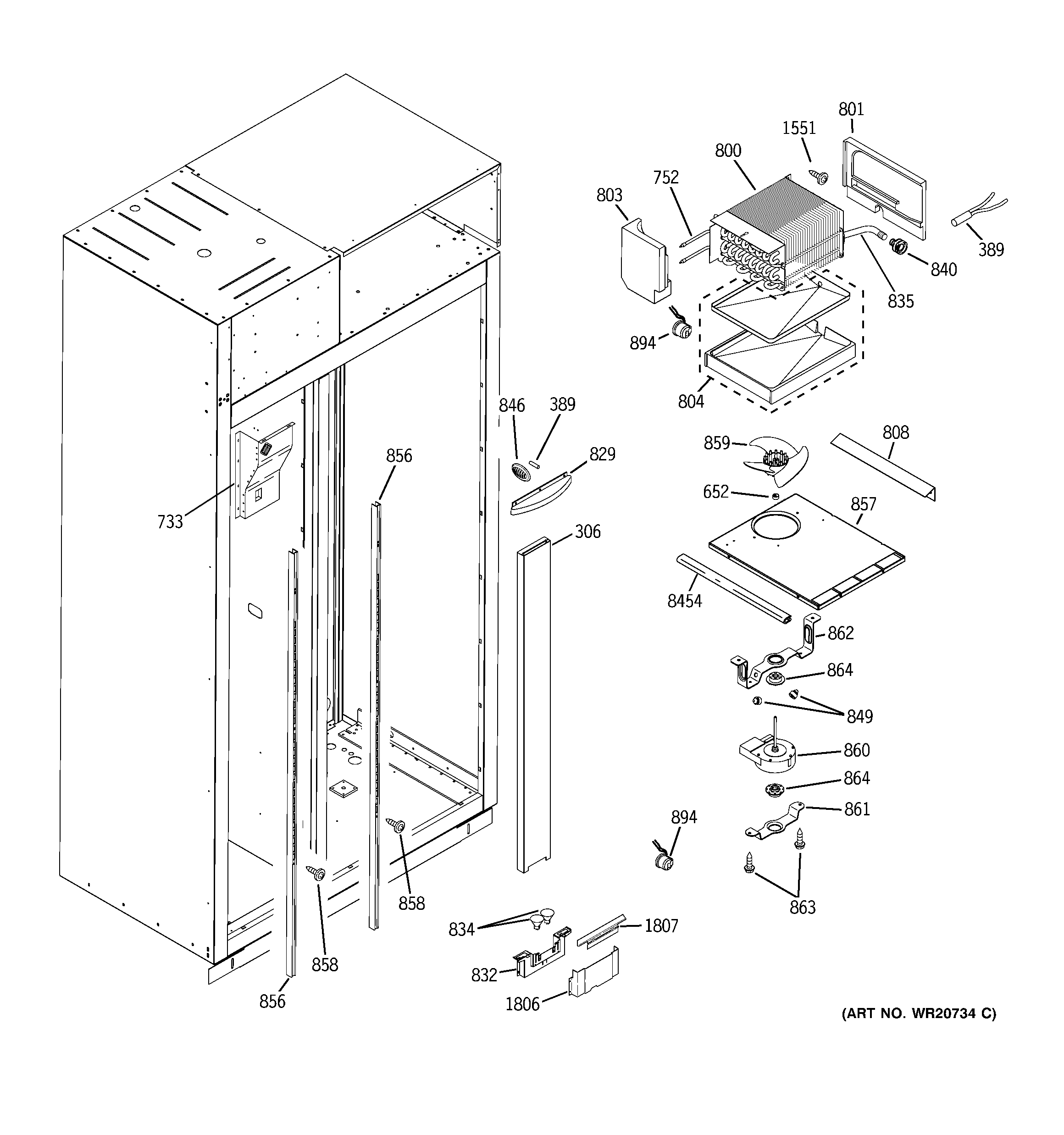 GE ZISW360DXA freezer section diagram