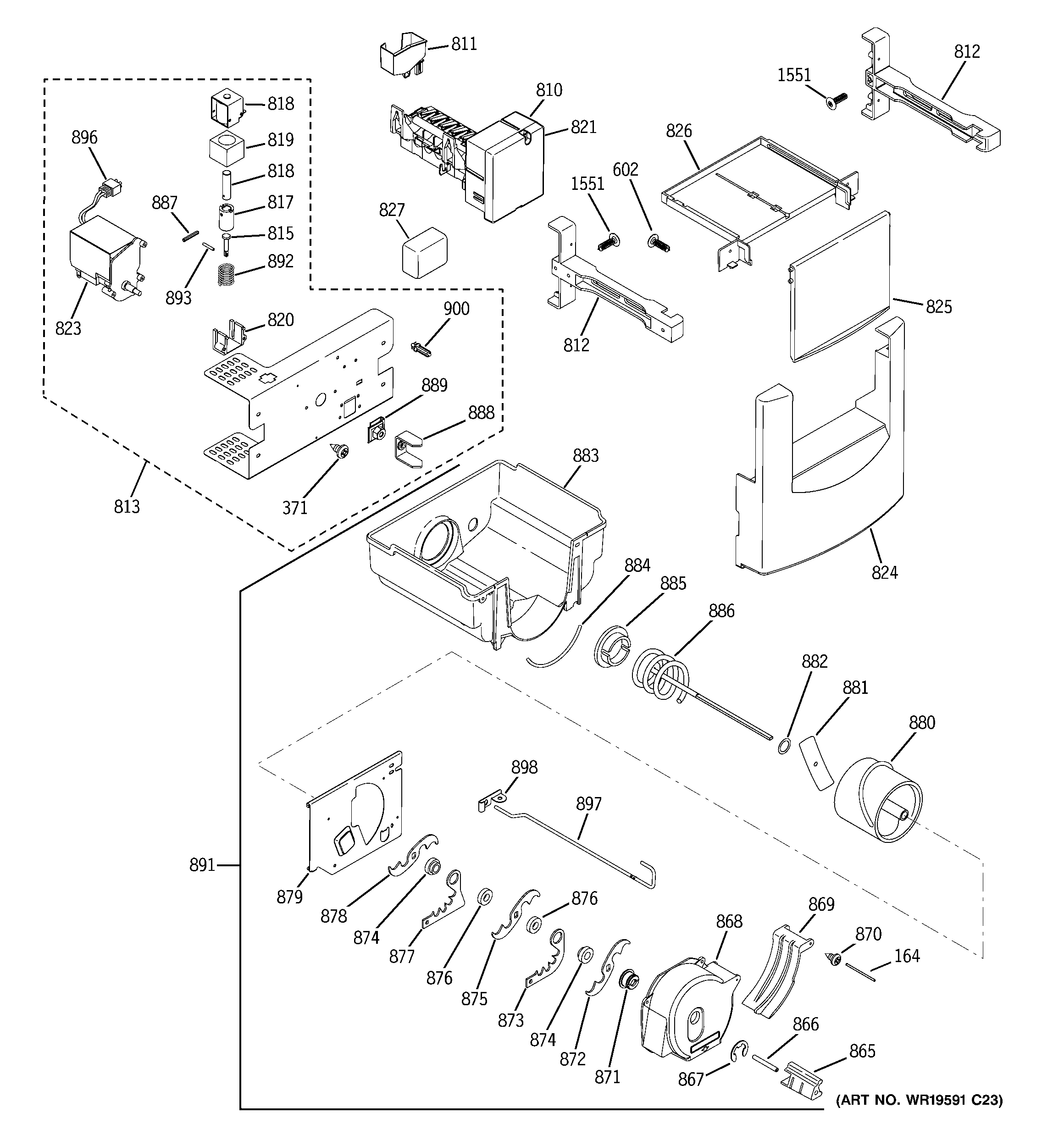 GE ZISW360DXA ice maker & dispenser diagram