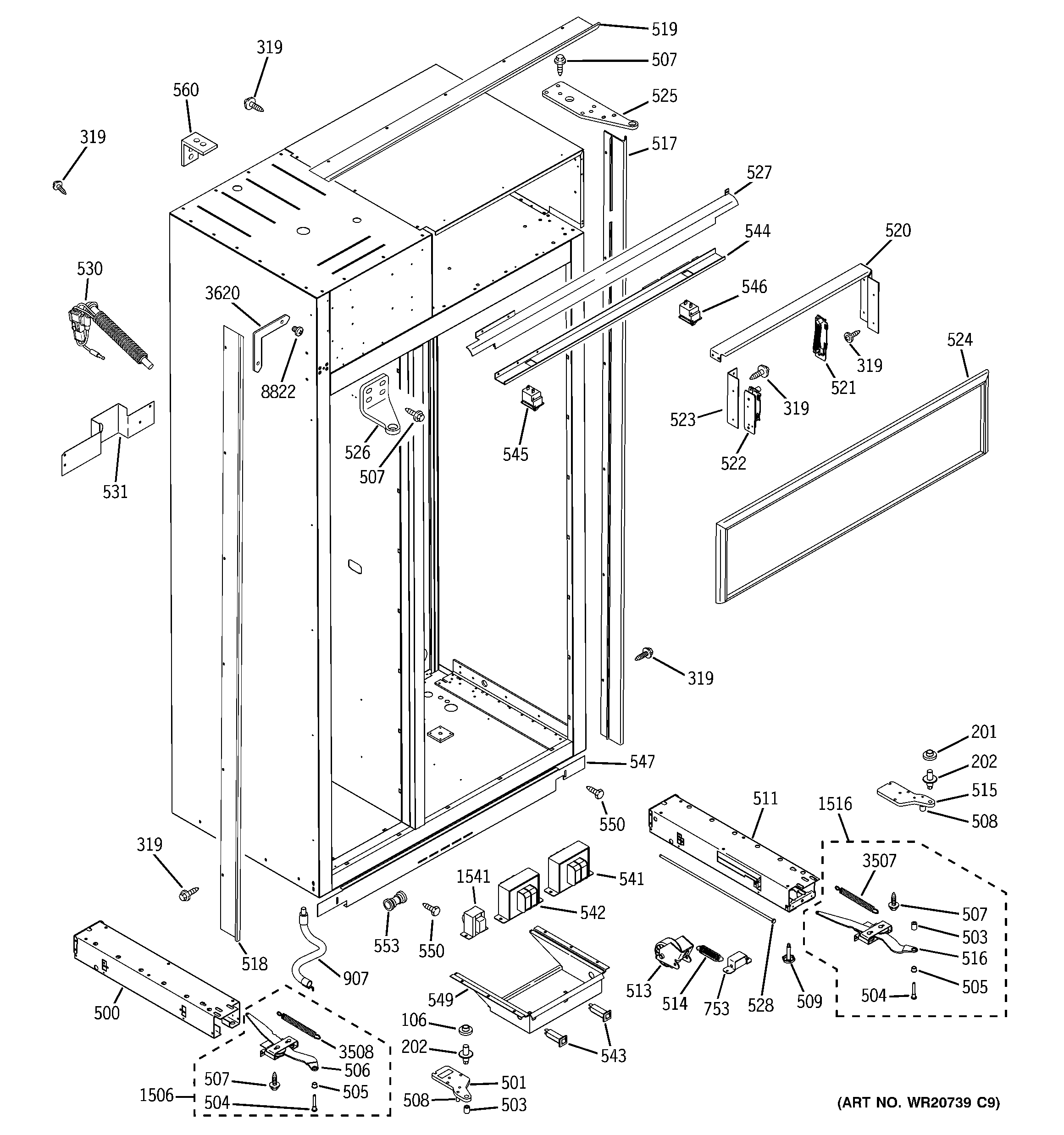 GE ZISW360DXA case parts diagram