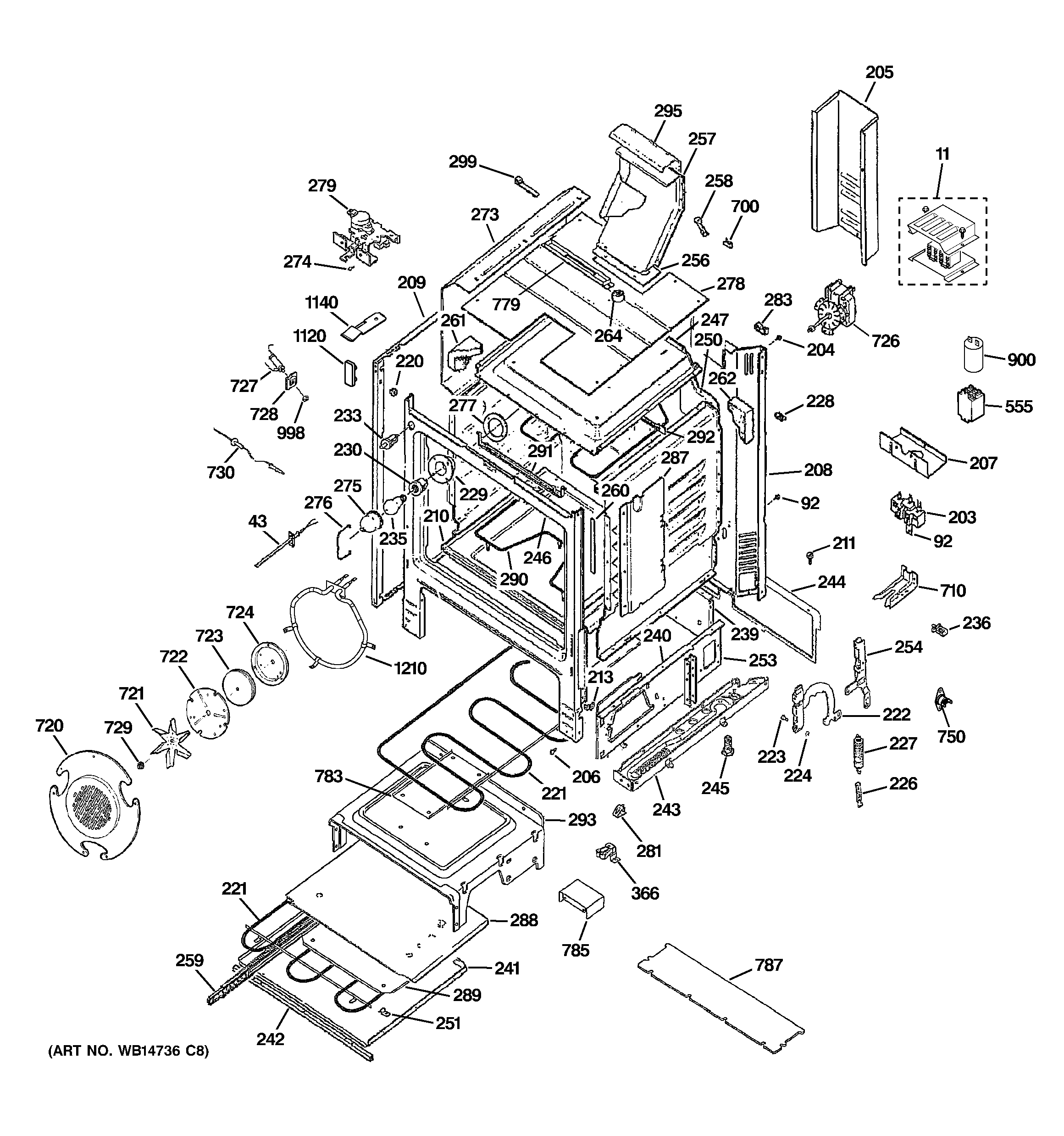 GE CS980SN1SS body parts diagram