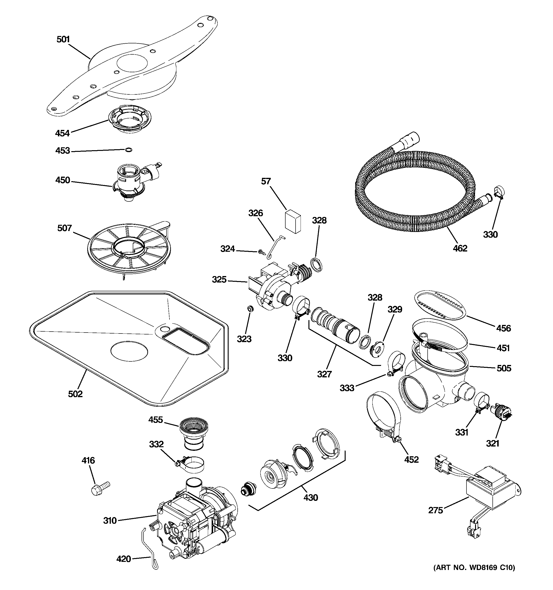 GE ZBD8900P30II motor-pump mechanism diagram