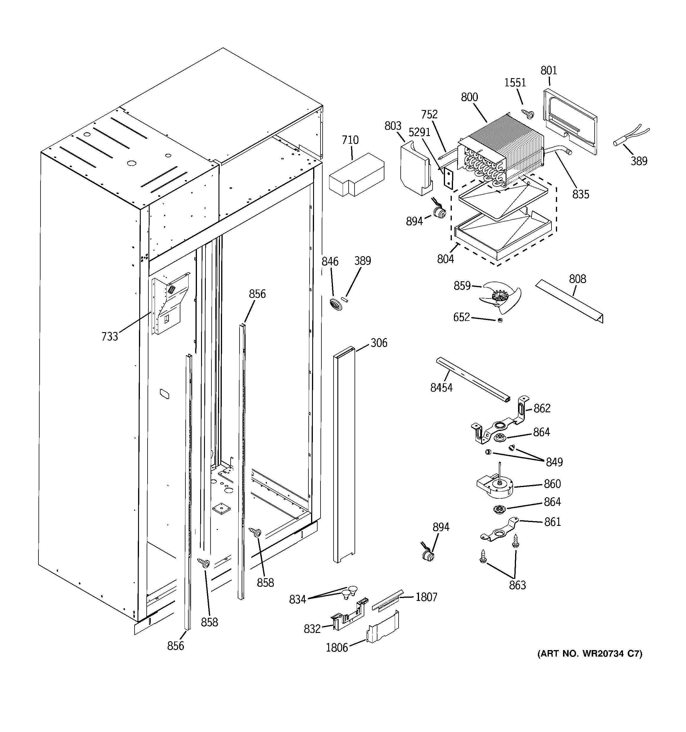 GE ZISS480DXBSS freezer section diagram
