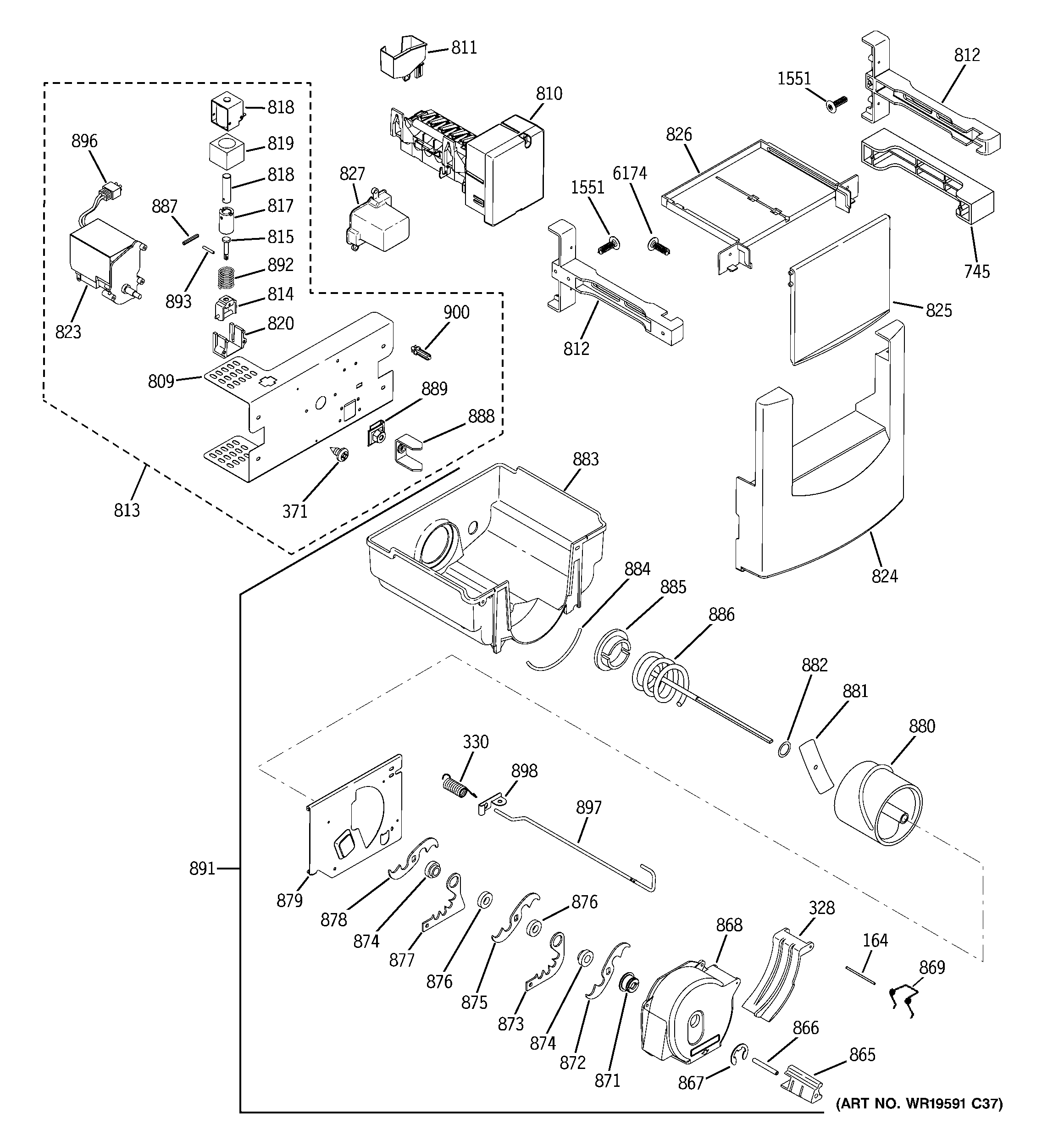 GE ZISS480DXBSS ice maker & dispenser diagram