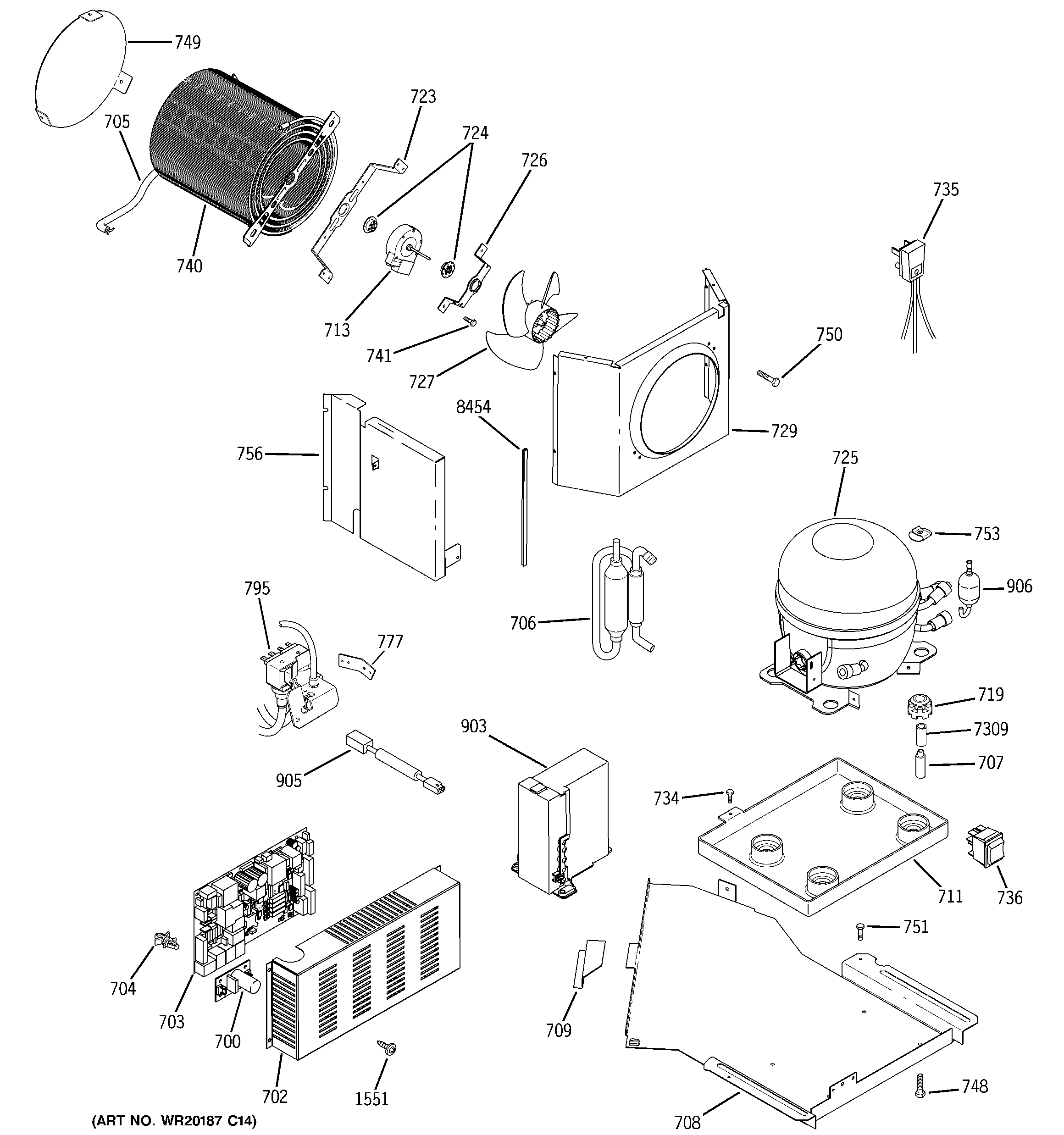GE ZISS480NXASS sealed system & mother board diagram
