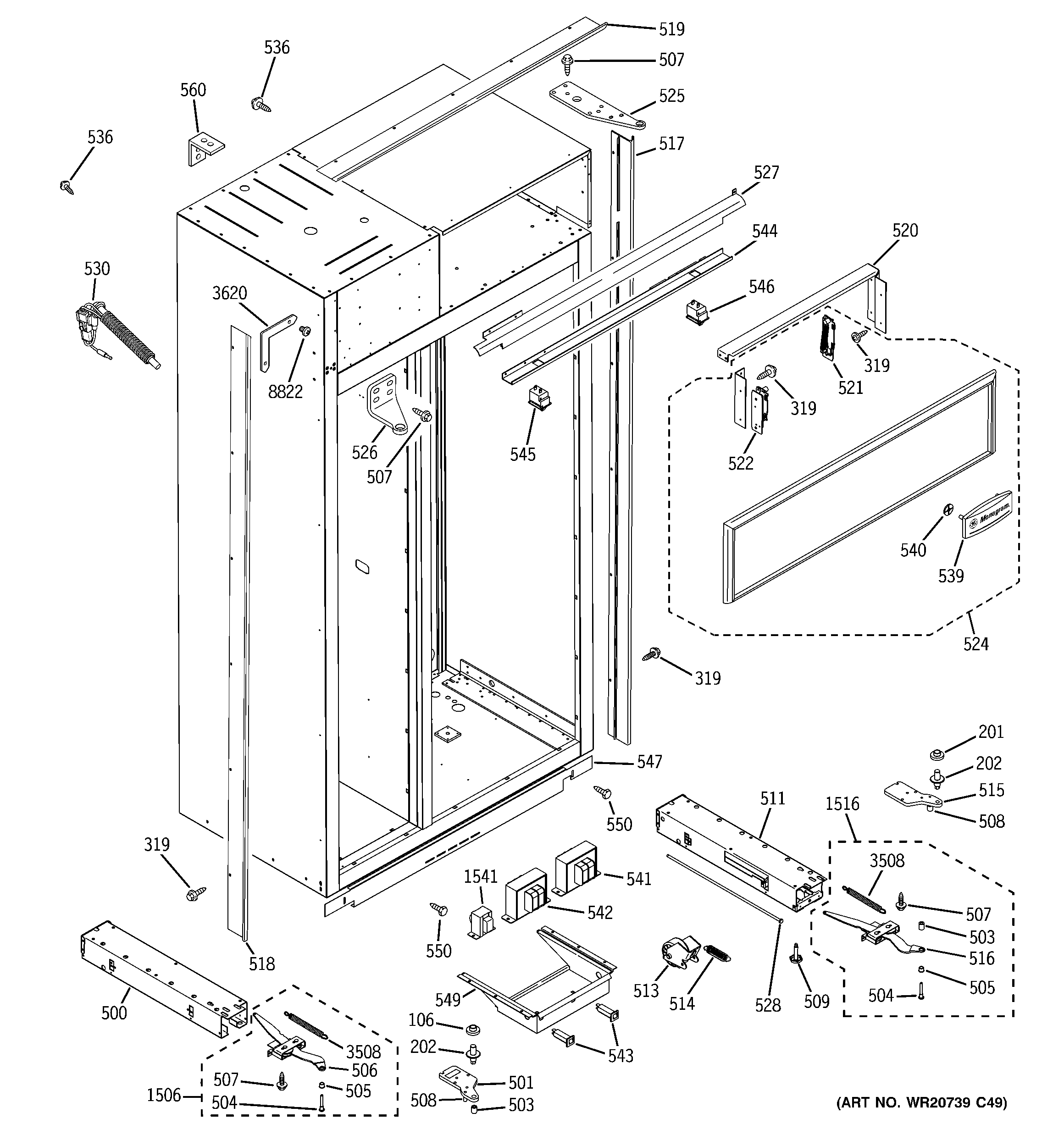 GE ZISS480NXASS case parts diagram