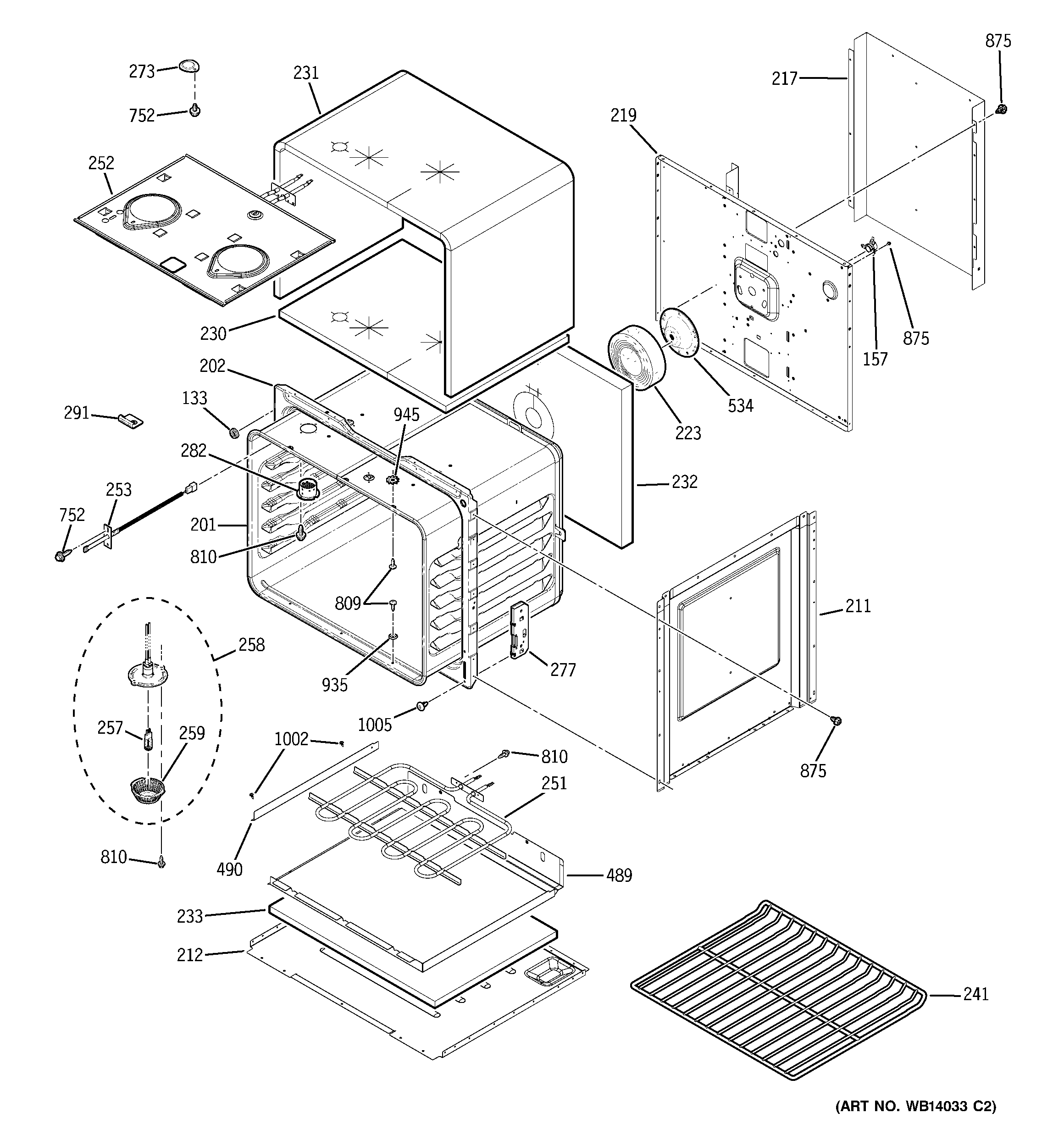 GE JTP35WM2WW upper oven diagram