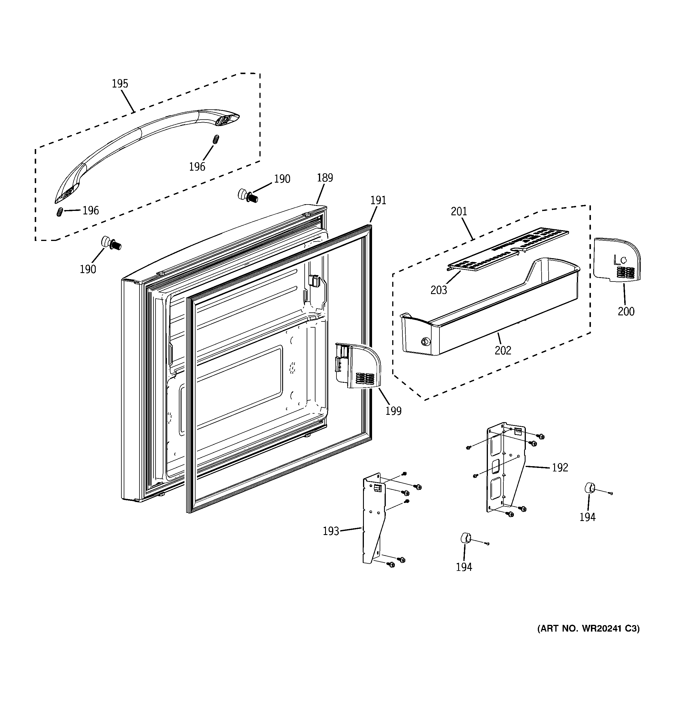 GE PFSS6PKXCSS freezer door diagram