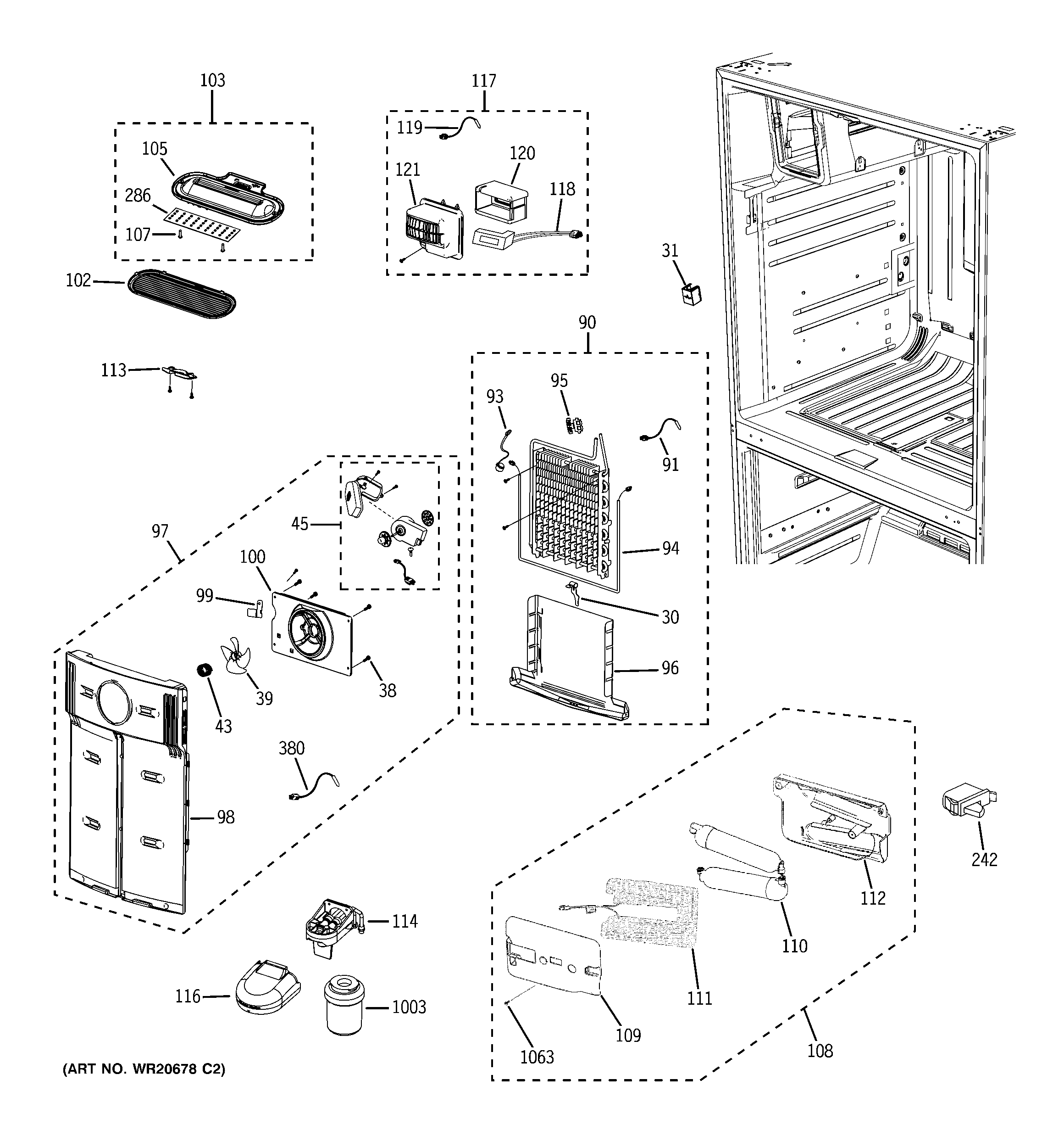 GE PFSS6PKXCSS fresh food section diagram
