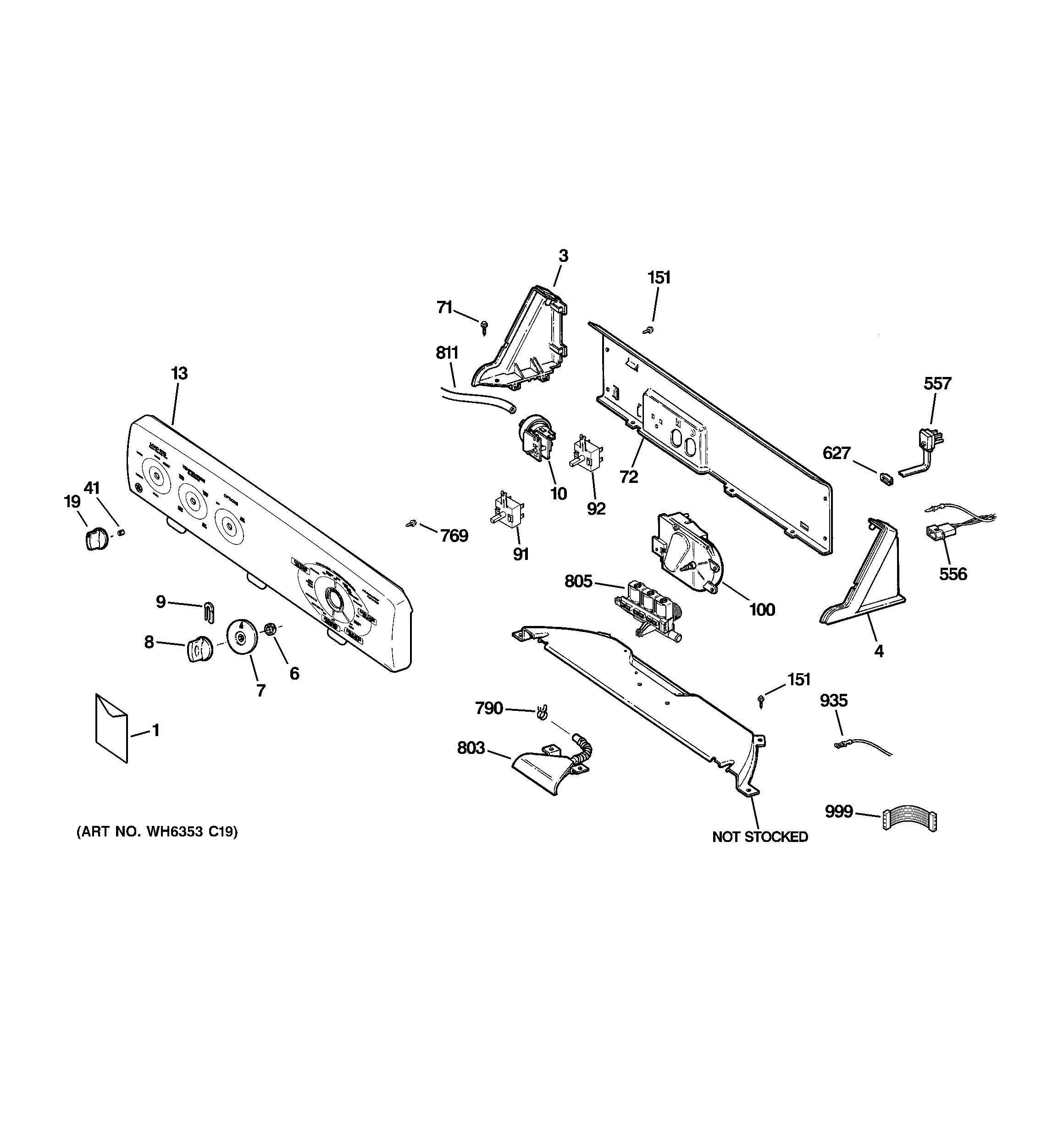 GE GTAP2000M1WW controls & backsplash diagram