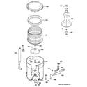GE GTAP2000M1WW tub, basket & agitator diagram