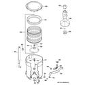 GE GTWN4450M0WS tub, basket & agitator diagram