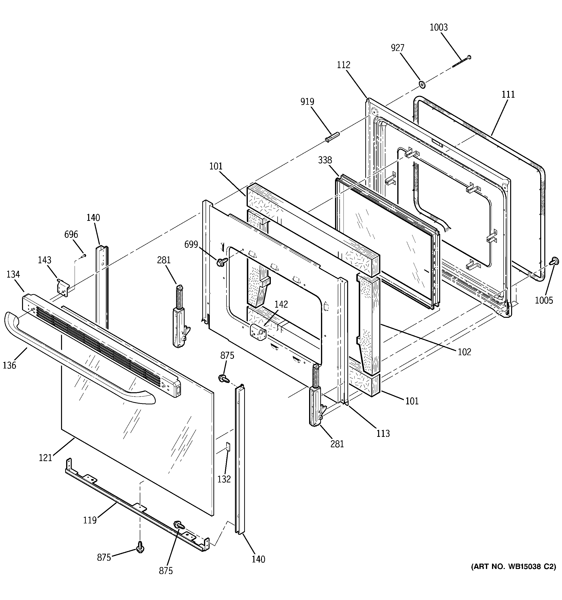 GE JB400DP5BB door diagram