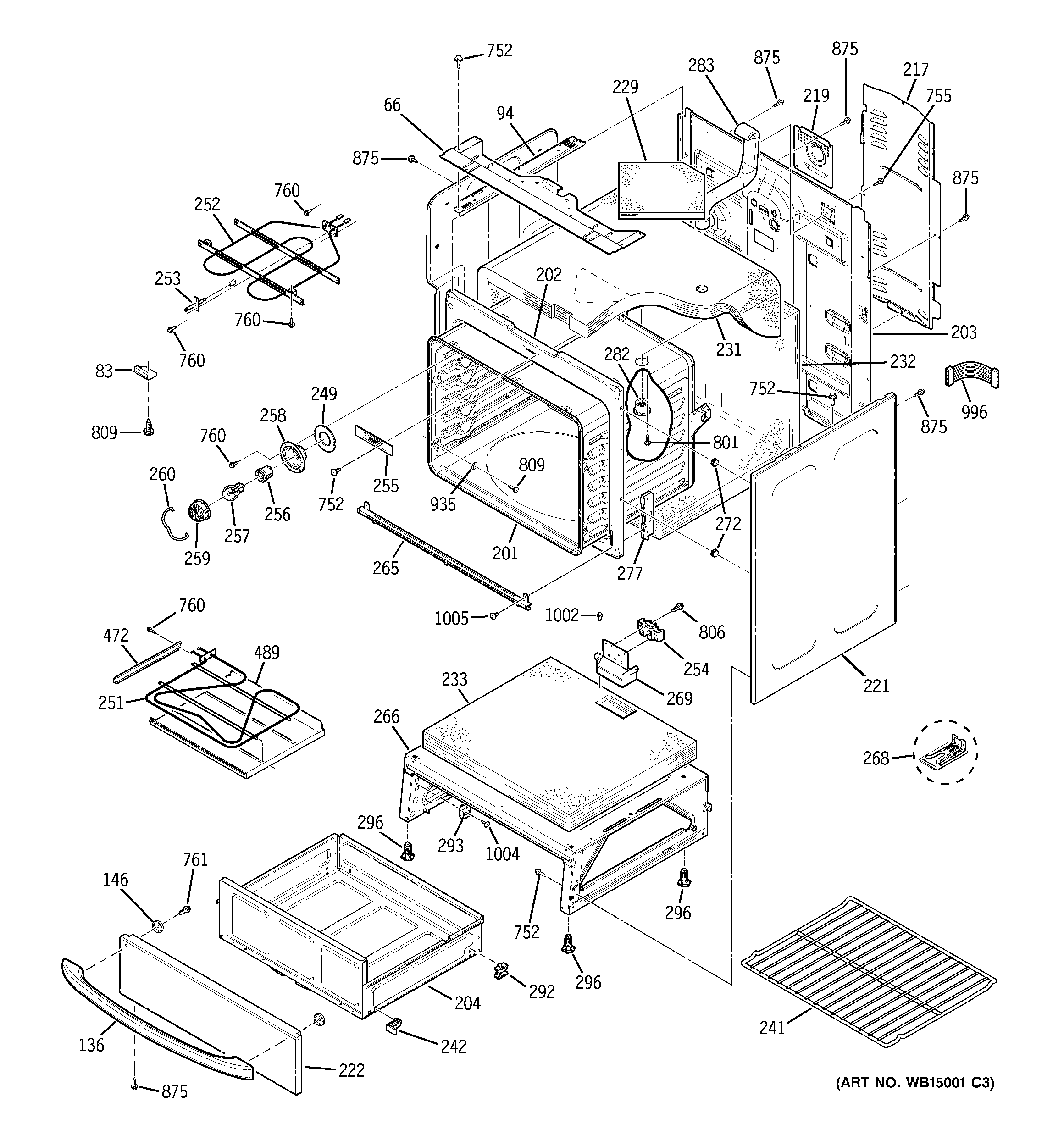 GE JB640MR5BS body parts diagram