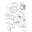 GE PTDN800EM0WW drum, blower & motor diagram