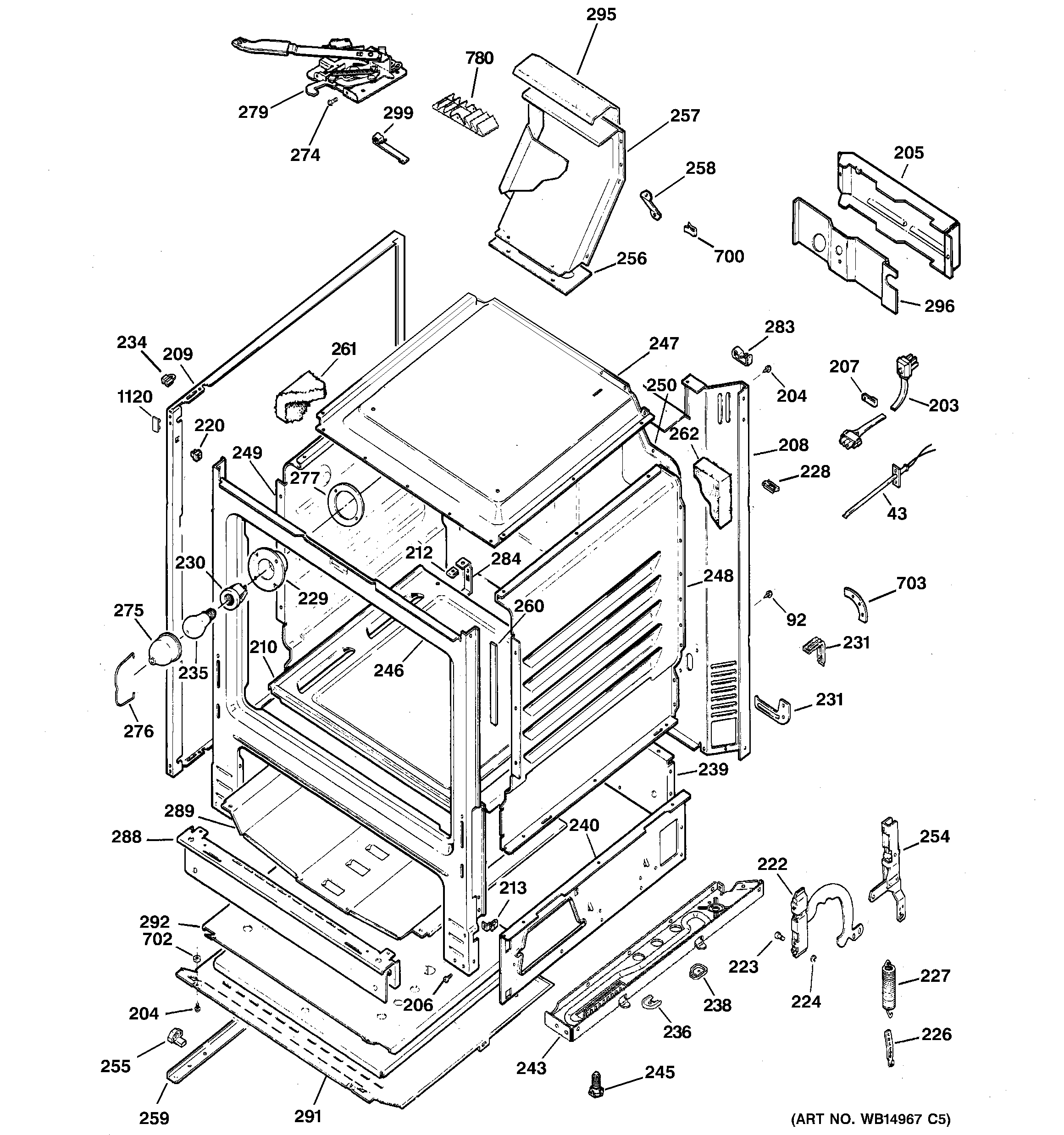 GE JGB281DER5CC body parts diagram